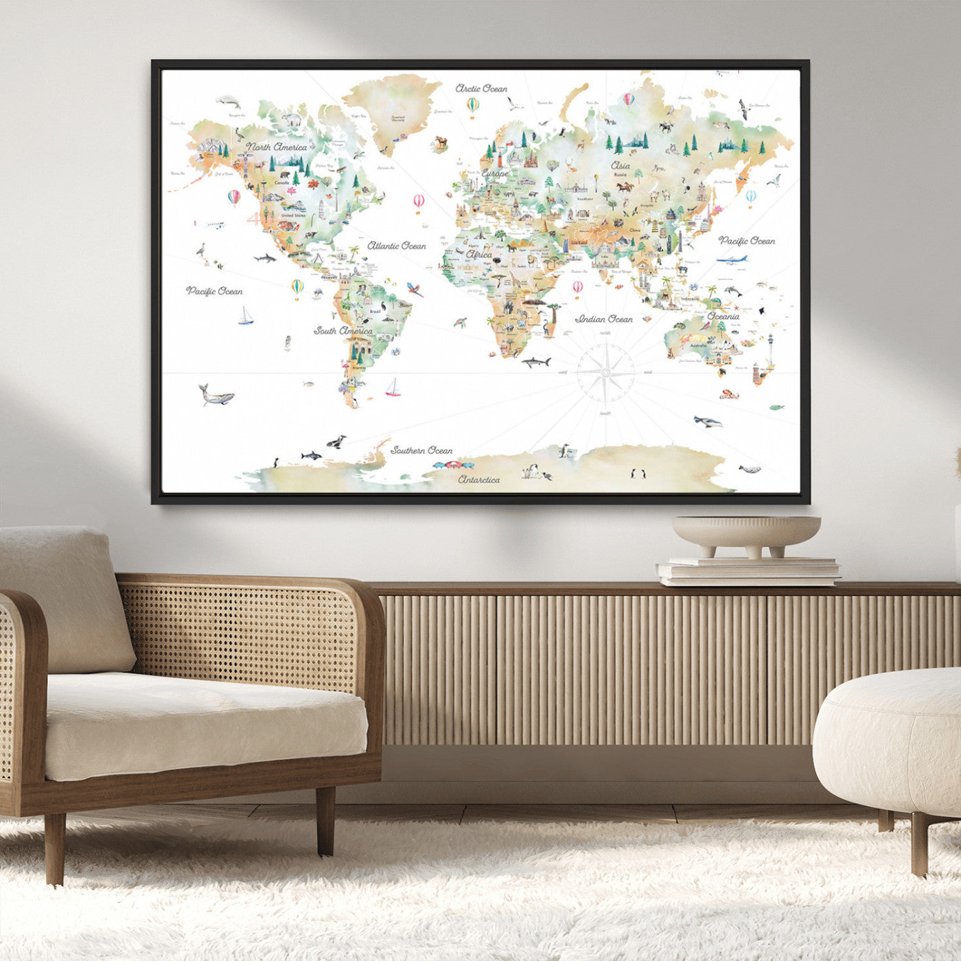 MGV-FC-36X24 - Push Pin World Map Canvas Print – Framed Wall Art for Couples to Track Their Travels – Anniversary