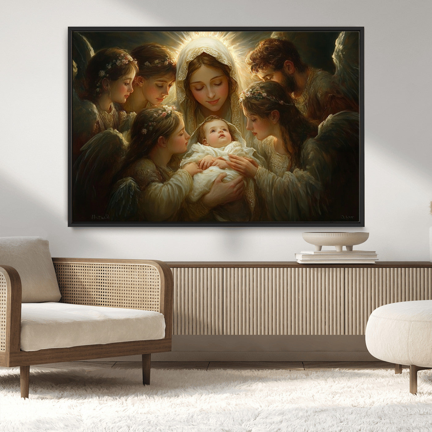 MGV-FC-36X24 - Mary Jesus Canvas Wall Art Print - Madonna and Child with Apostles Art Print - Classic Christian