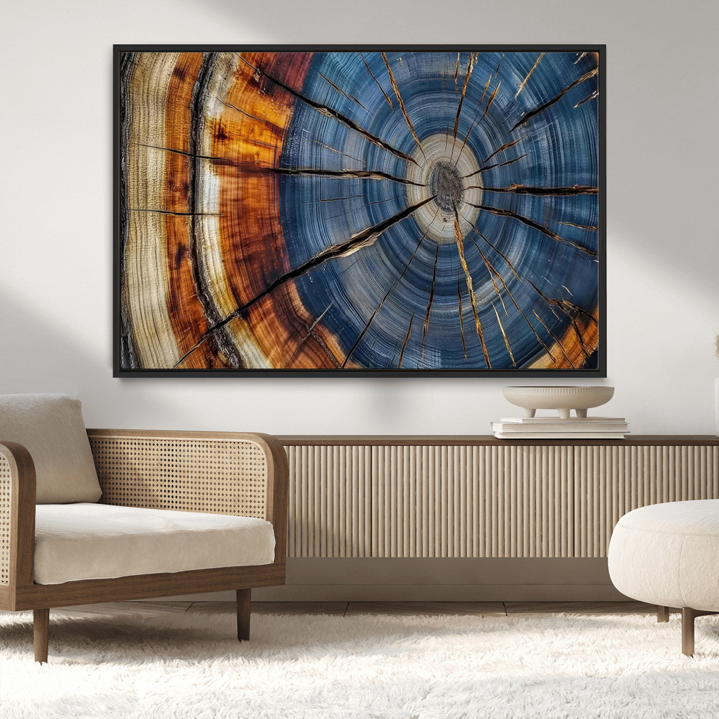 MGV-FC-36X24 - Abstract Tree Rings Canvas Wall Art - Wood Grain Canvas Print - Nature-Inspired Modern Wood Grain