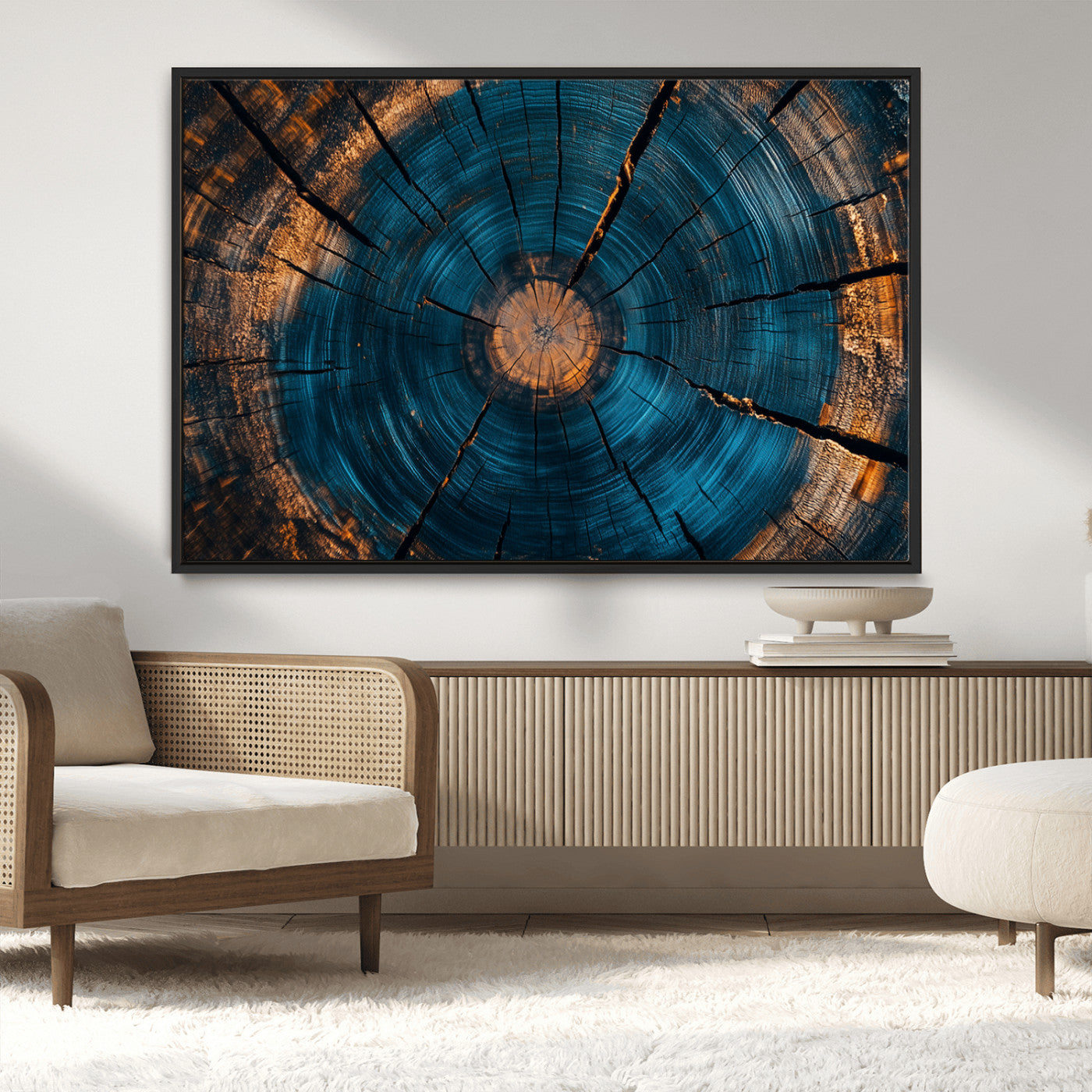 MGV-FC-36X24 - Abstract Tree Rings Wall Art Canvas Print - Wood Grain Rings Artwork Print - Nature Woodland Modern