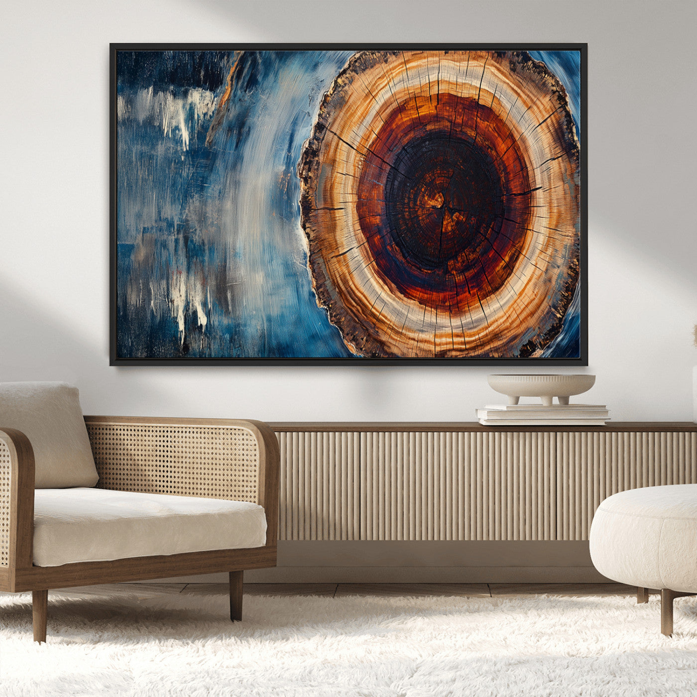 MGV-FC-36X24 - Abstract Tree Rings Wall Art Canvas Print - Wood Grain Rings Canvas Print - Nature Woodland Wall