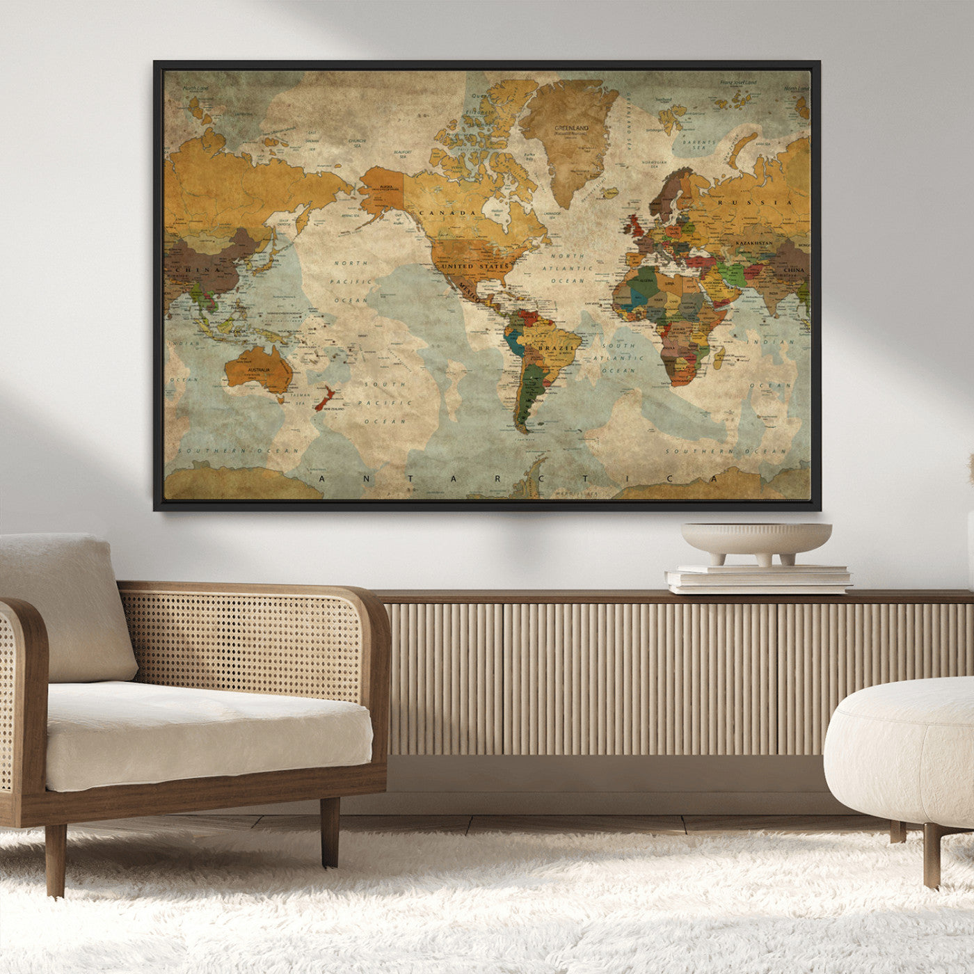 MGV-FC-36X24 - Push Pin World Map Canvas Print – Framed Wall Art for Couples to Track Their Travels – Anniversary