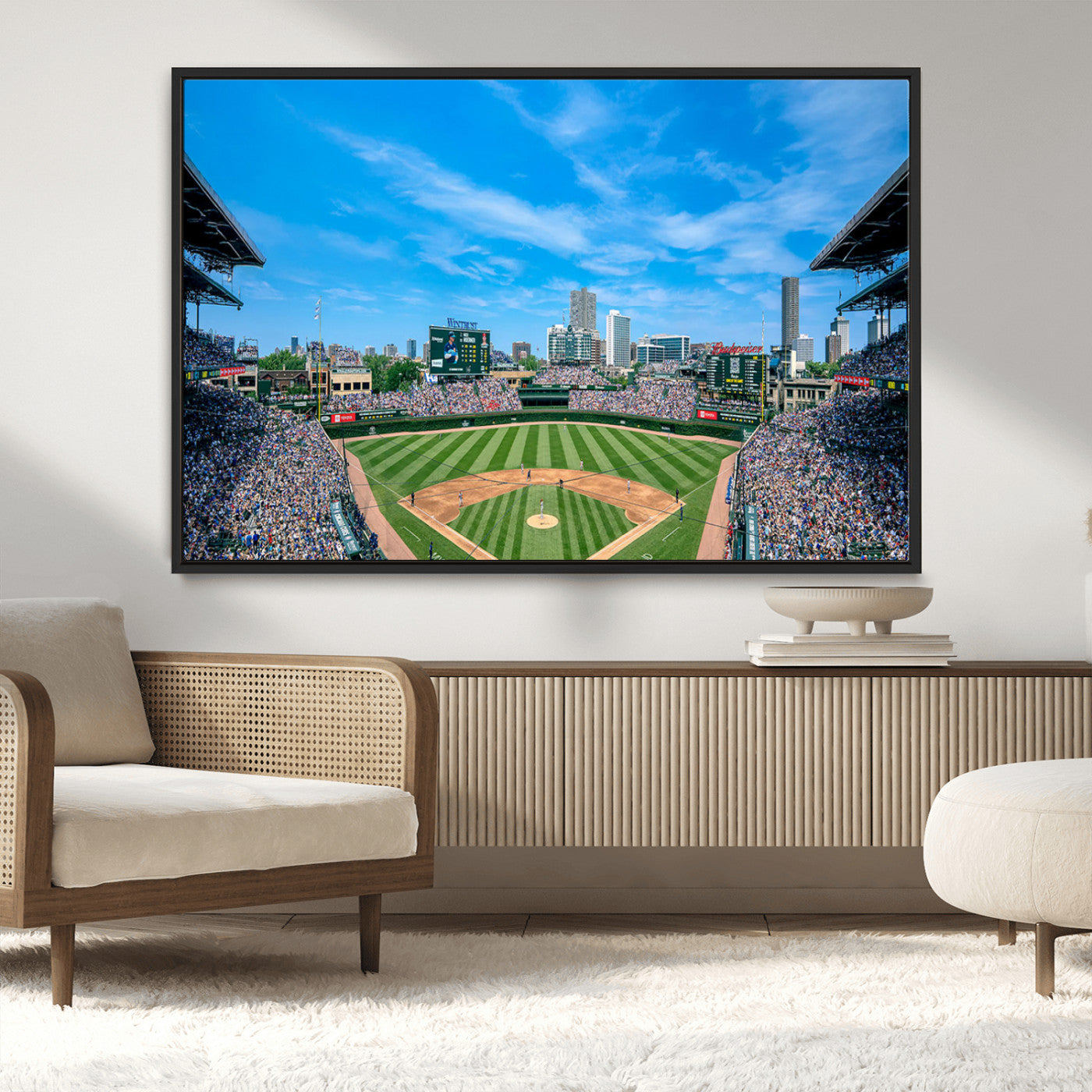 MGV-FC-36X24 - Wrigley Field Chicago Cubs Panoramic Art Multi Piece Canvas - Iconic Baseball Stadium Print for