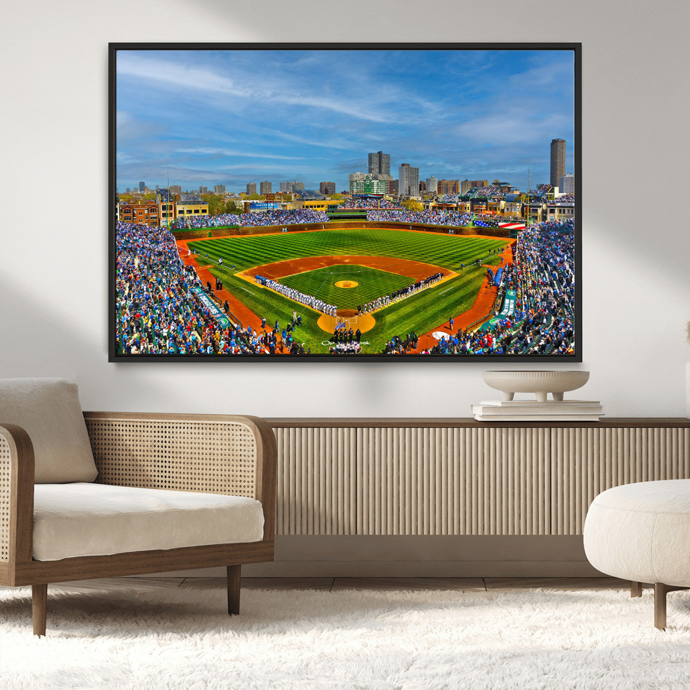 MGV-FC-36X24 - Wrigley Field Chicago Cubs Panoramic Multi Piece Canvas Wall Art - Iconic Baseball Stadium Canvas