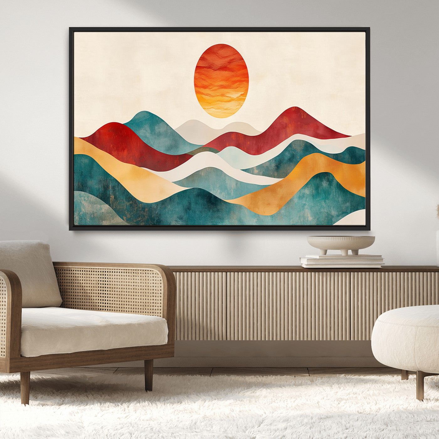 MGV-FC-36X24 - Southwest Mountain Canvas - Boho Triptych Wall Art - Rustic Woodland Nursery Decor - Abstract Nature