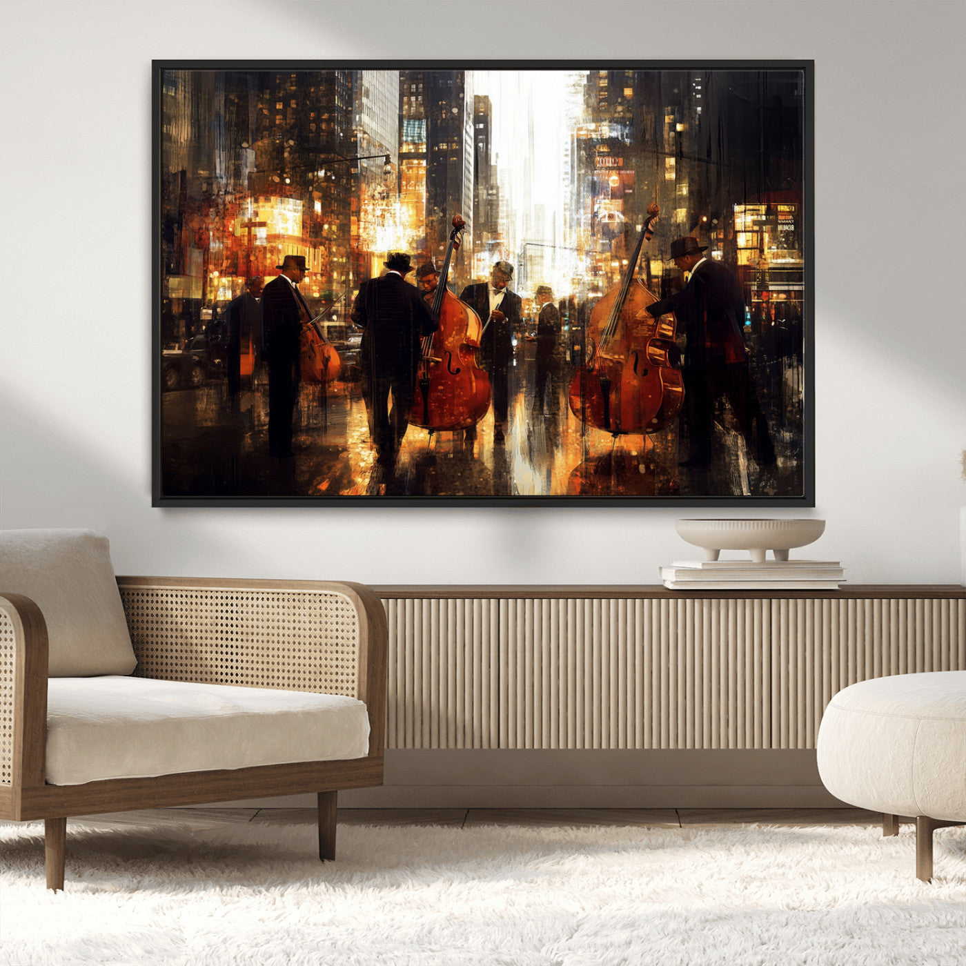 MGV-FC-36X24 - Abstract Jazz Art Wall Art Canvas Print - Framed Abstract Music Canvas - Colorful Instrument Poster
