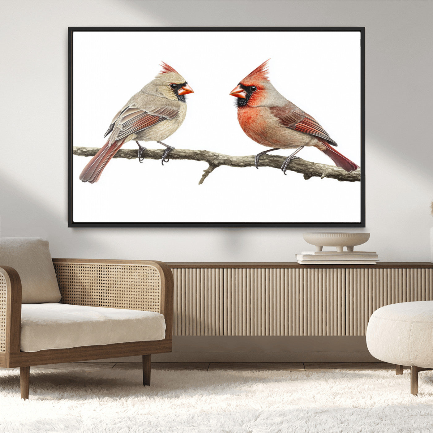 MGV-FC-36X24 - Cardinal Canvas Wall Art - Male and Female Cardinal Print - Nature-Inspired Bird Wall Decor for Home