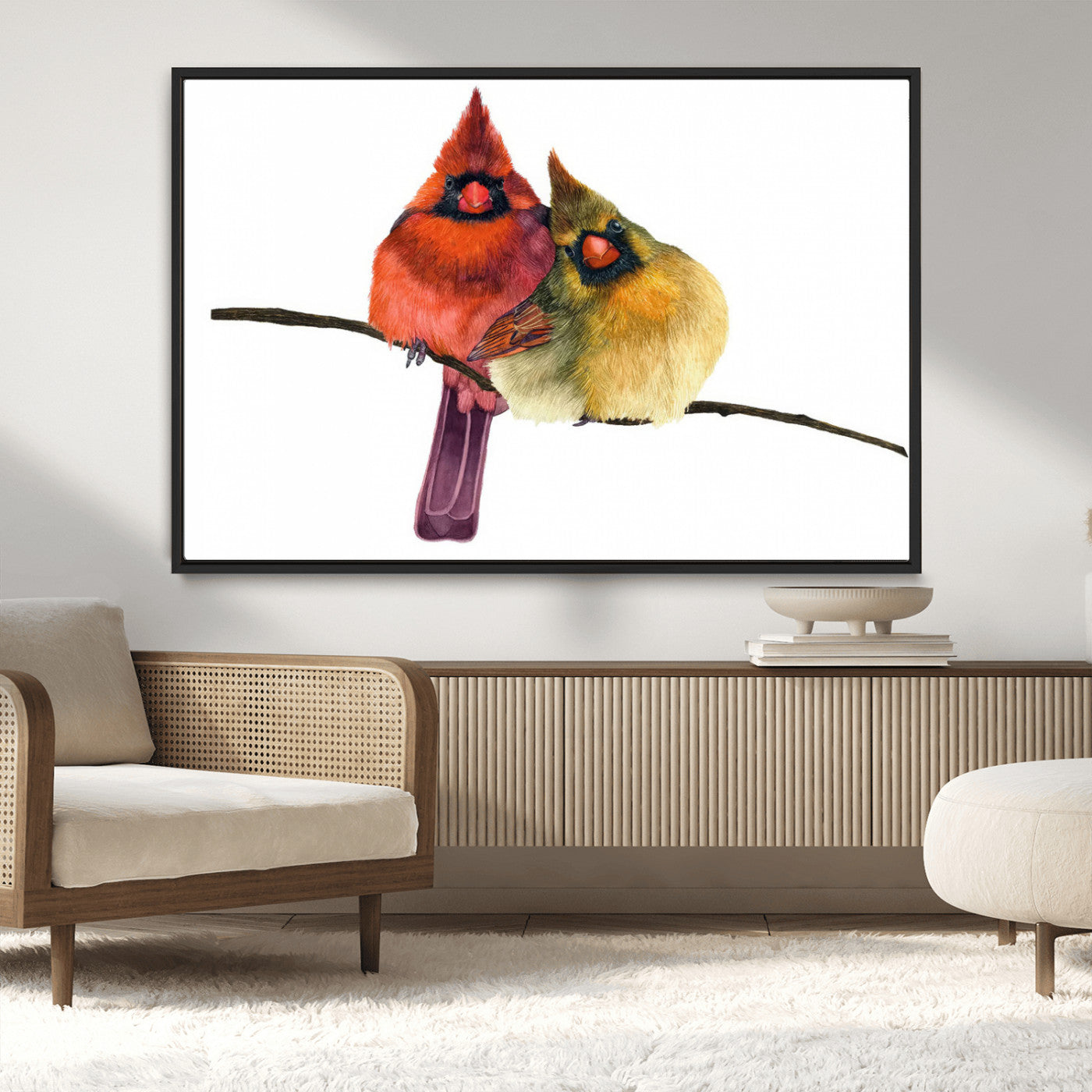 MGV-FC-36X24 - Cardinal Bird Canvas Wall Art - Male and Female Cardinal Print - Nature-Inspired Bird Wall Decor for