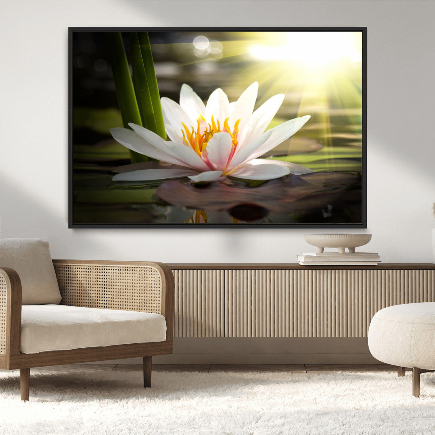 MGV-FC-36X24 - Lotus Flower Wall Art Canvas Print, Water Lily Large Wall Art Canvas Print