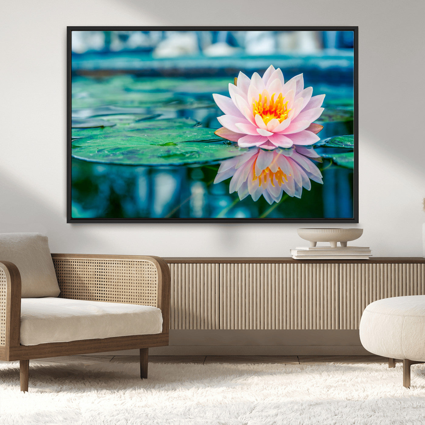 MGV-FC-36X24 - Lotus Flower Wall Art Canvas Print, Water Lily Large Wall Art Canvas Print for Yoga Room Decor,