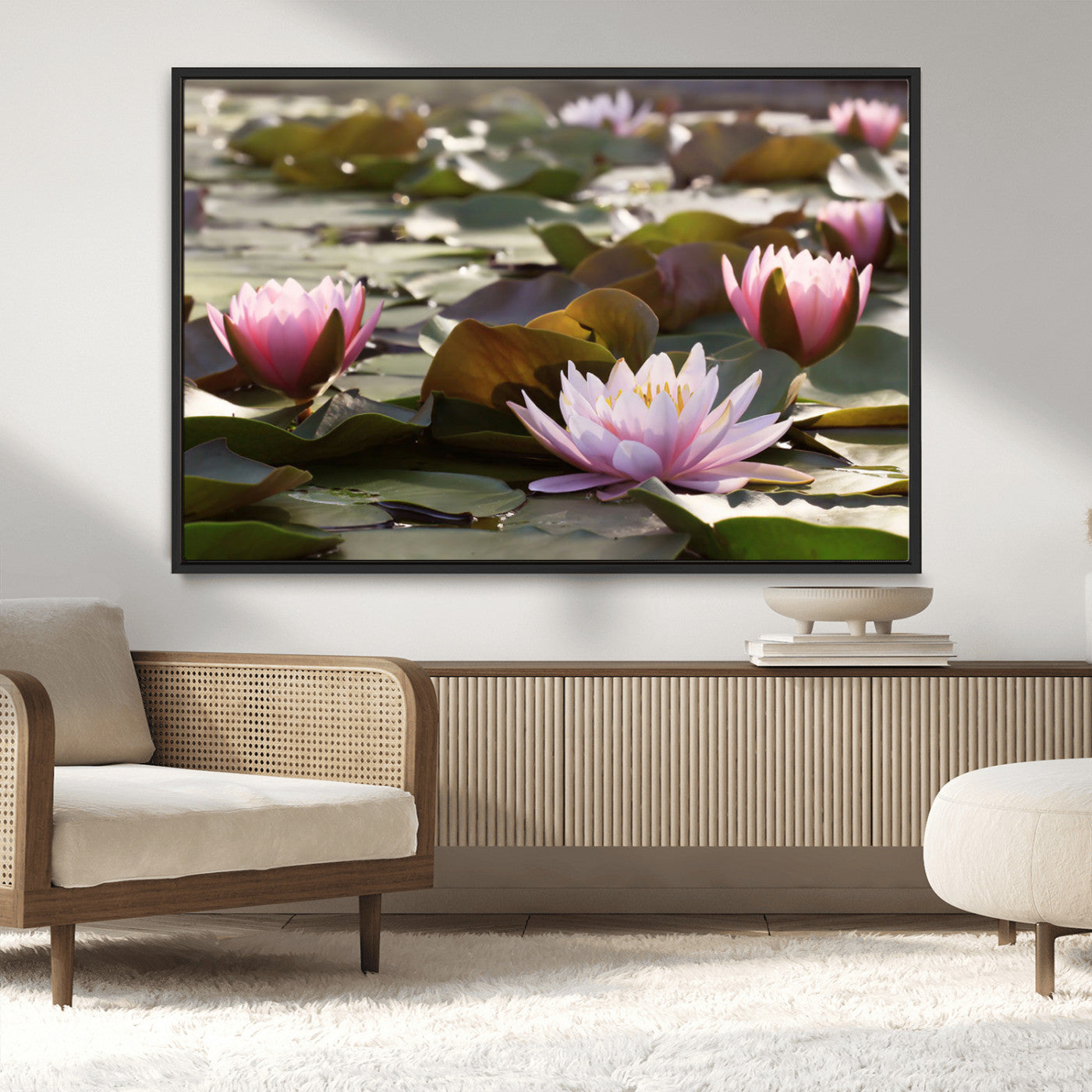 MGV-FC-36X24 - Lotus Flower Wall Art Canvas Print, Water Lily Large Wall Art Canvas Print for Yoga Room Decor,