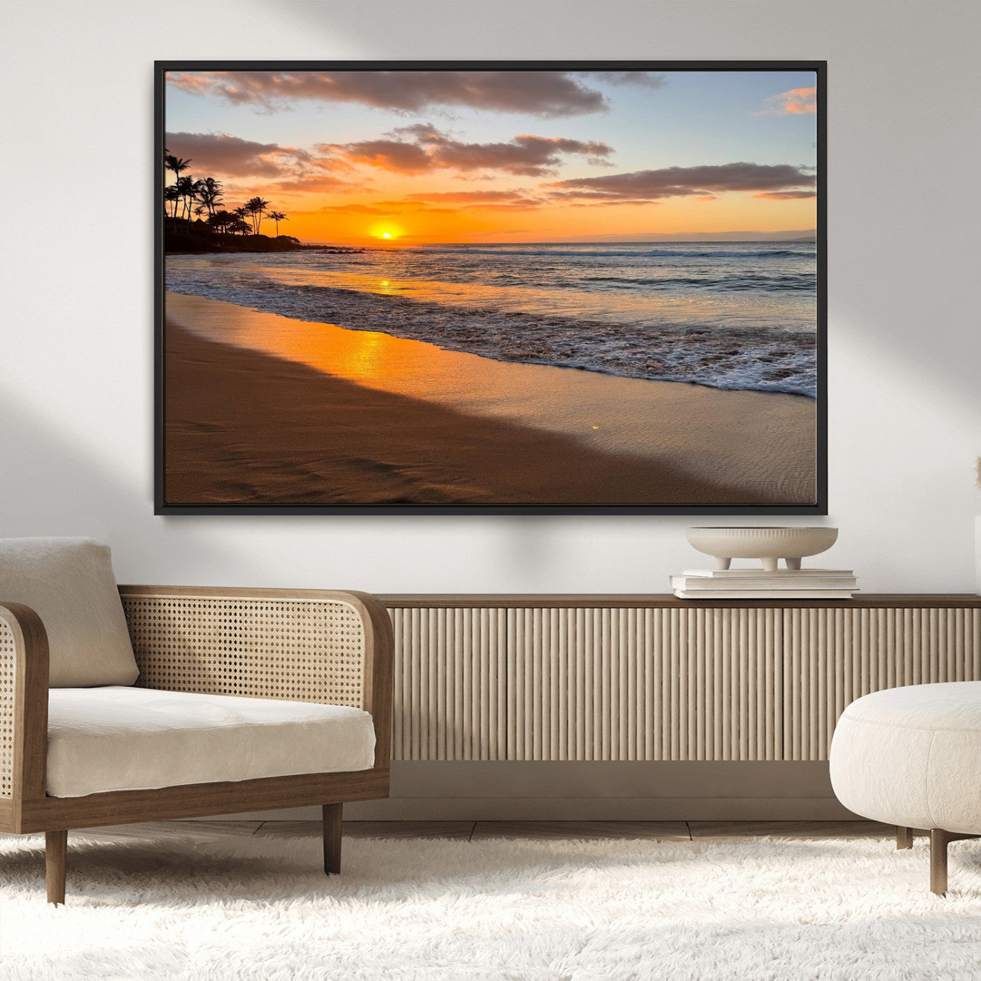 MGV-FC-36X24 - Sunset Wall Art Print - Stunning Beach Sunset Canvas Artwork for Elegant Home or Office Coastal