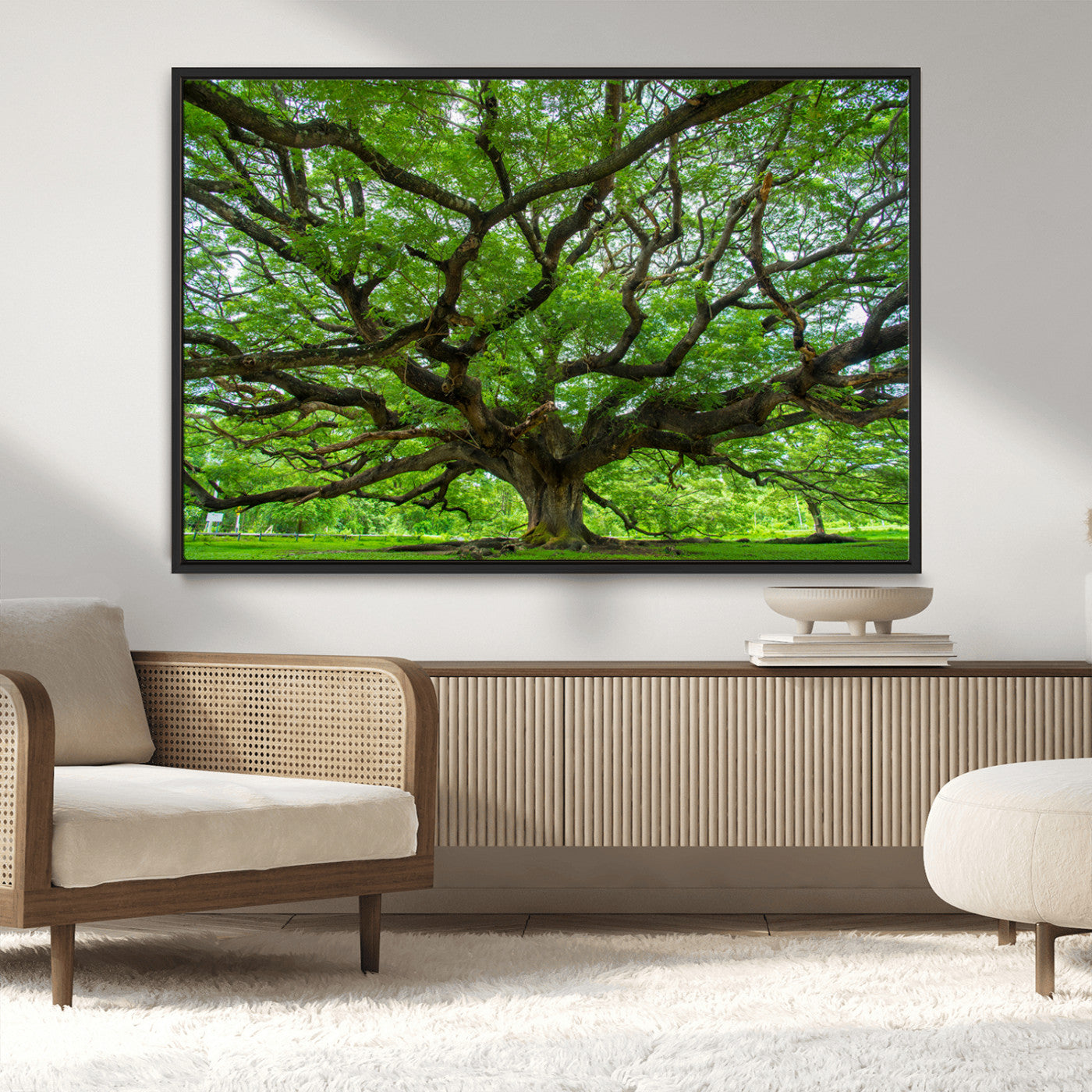 MGV-FC-36X24 - Ancient Tree Wall Art Canvas Print, Framed Sprawling Branches Art Picture Print, Gnarling Tree Perfect Earthy Natural Decor Artwork