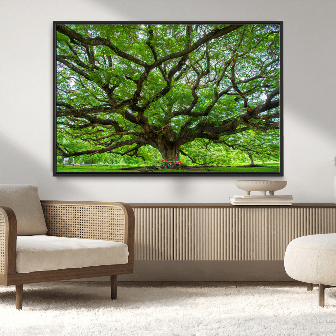 MGV-FC-36X24 - Oak Tree Wall Art Print, Forest Canvas Wall Art for Home and Office, Framed Angel Oak Tree Canvas