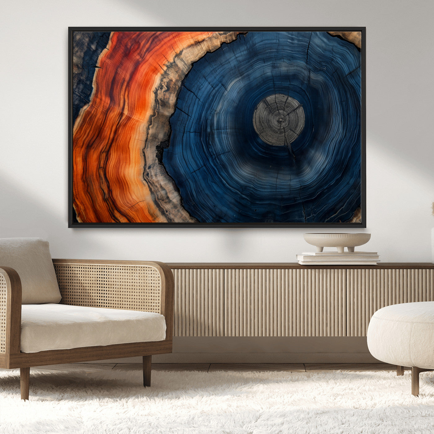 MGV-FC-36X24 - Tree Rings Wall Art Canvas Print, Rustic Wood Print, Framed Natural Texture Art Print, Wood Grain
