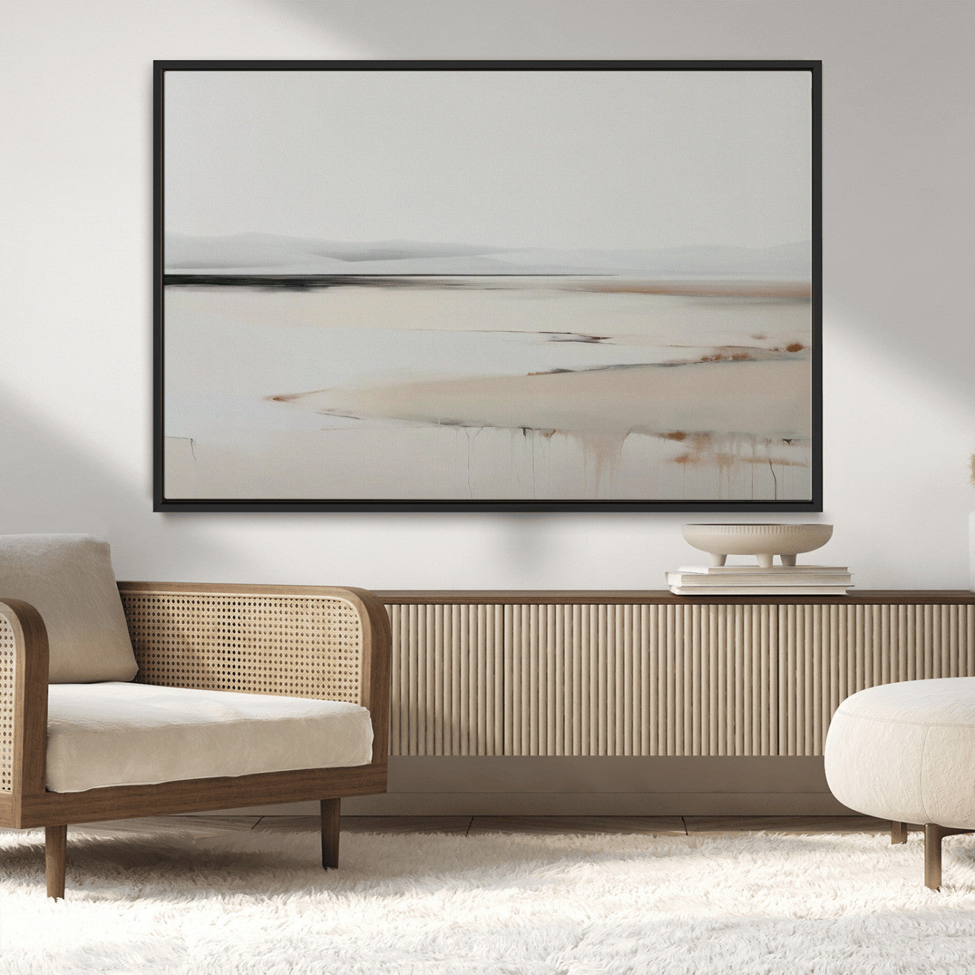 MGV-FC-36X24 - Minimalist Landscape Wall Art Canvas Print, Framed Soft Horizon Art Picture Print, Abstract Seascape Perfect Minimalist Earthy Decor Artwork