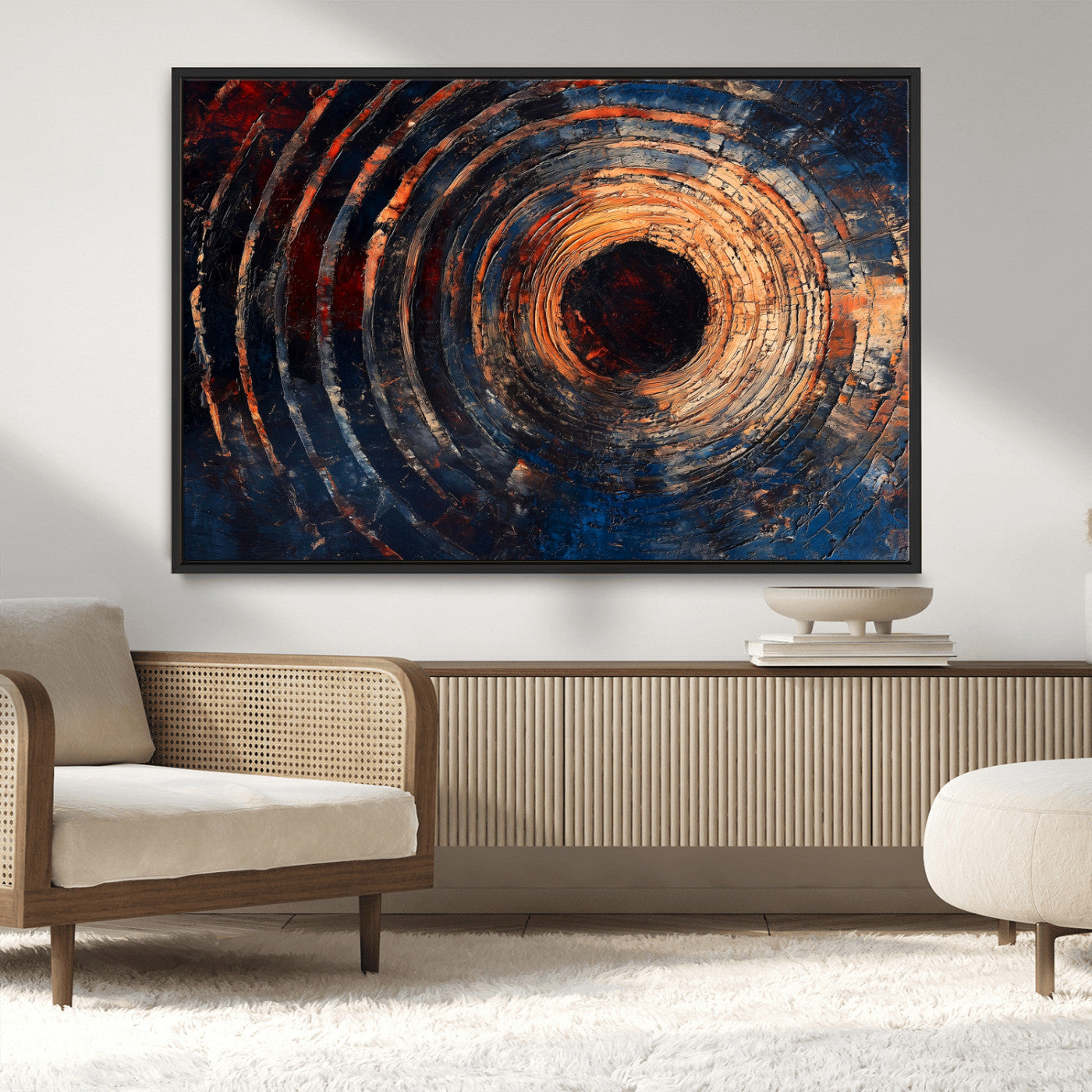 MGV-FC-36X24 - Wood Tree Ring Wall Art Canvas Print, Framed Natural Wood Art Picture Print, Rustic Tree Slice Perfect Rustic Decor Artwork