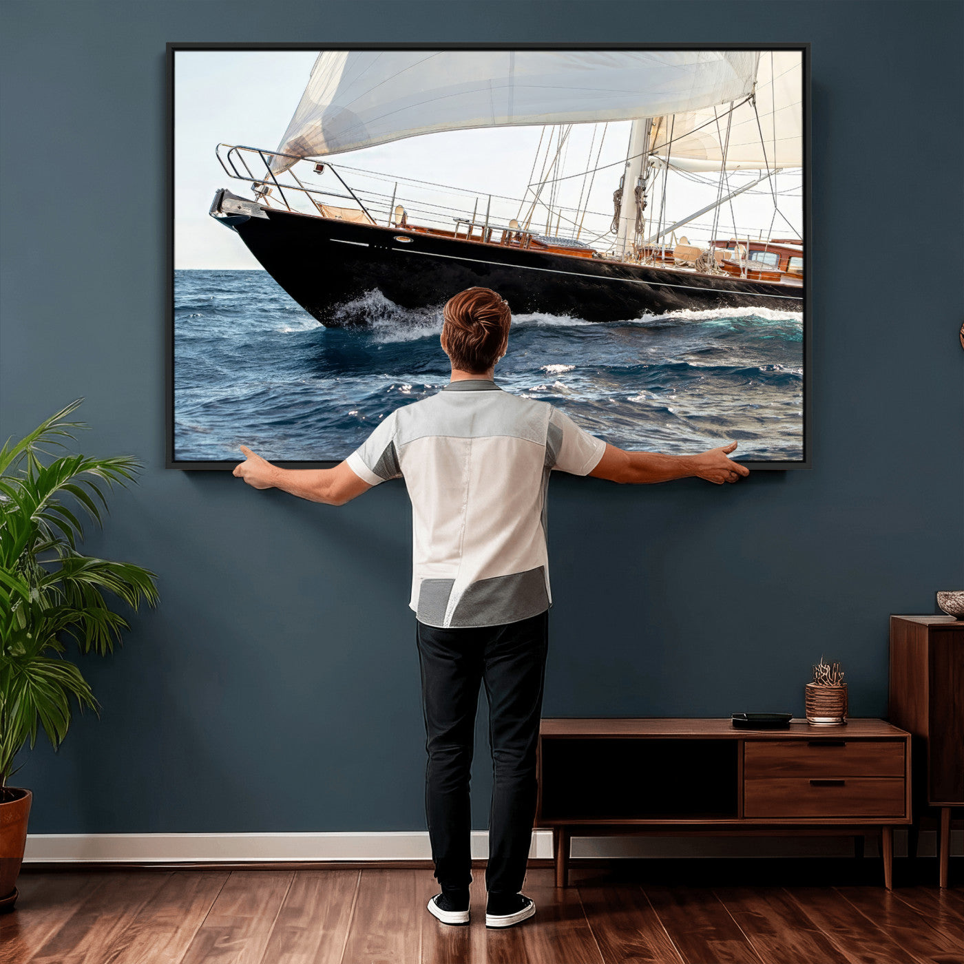 97168626-MGV-CV-36X24 - Boat Yacht Wall Art – Ocean Waves & Sailing Adventure Canvas Print, Nautical Elegance & Marine Journey for Living Room or Luxury Decor