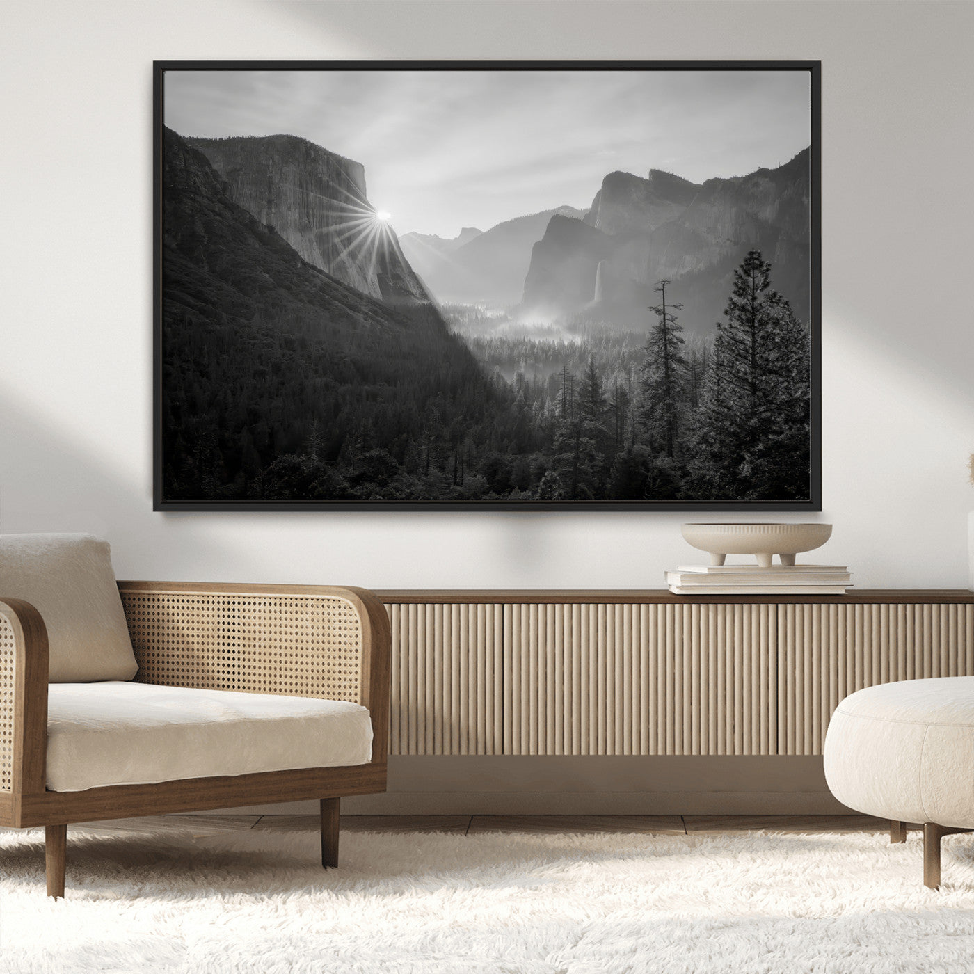 MGV-FC-36X24 - Yosemite Valley Wall Art Canvas Print, Framed El Capitan Sunrise Art Picture Print, Misty Mountain Perfect Modern Rustic Decor Artwork