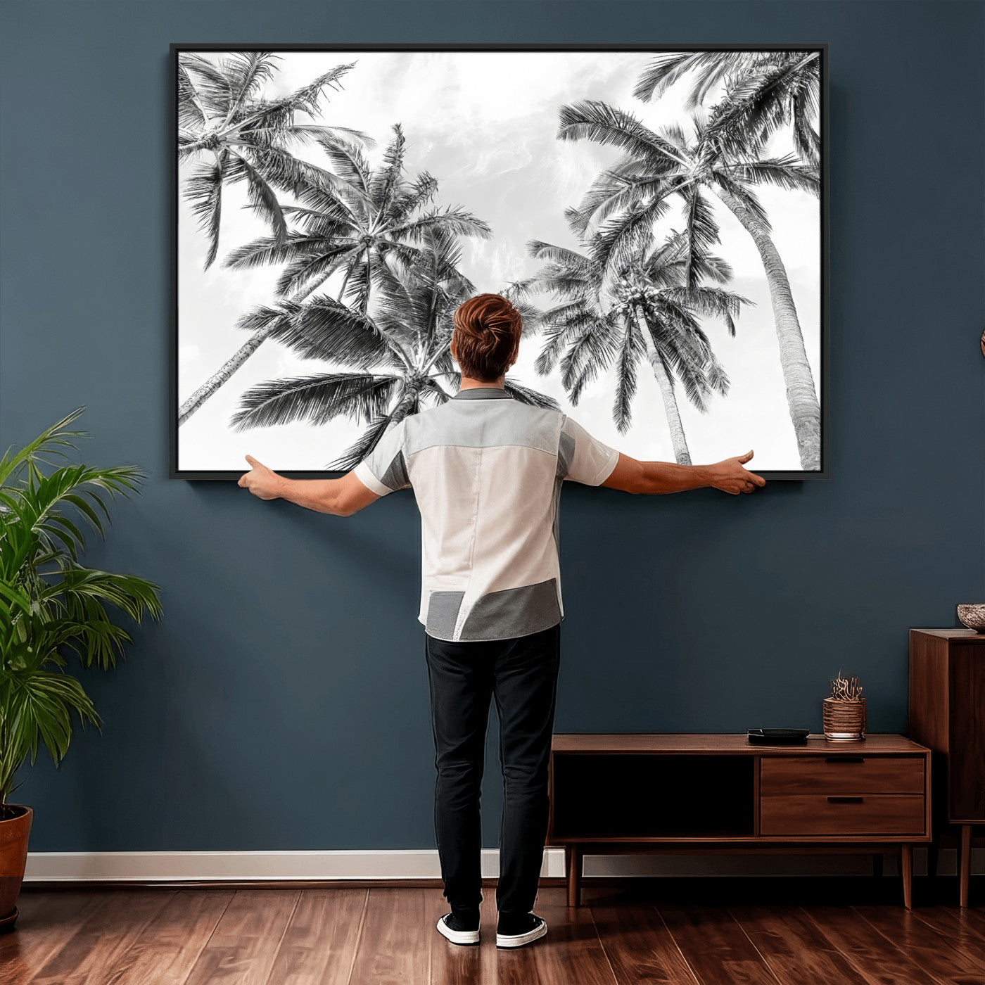 62113786-MGV-CV-36X24 - Palm Trees Wall Art – Tropical Breeze Canvas Print, Vacation Island Silhouette, Coastal Calm and Summer Paradise for Living Room or Beach House Decor