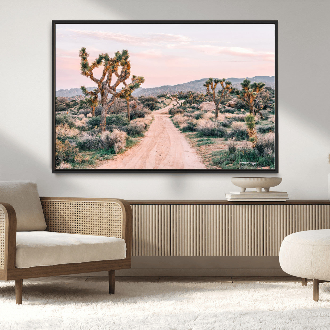 MGV-FC-36X24 - Joshua Tree Park Wall Art Canvas Print, Framed Desert Road Art Picture Print, Sunset Drive Perfect Southwestern Boho Decor Artwork