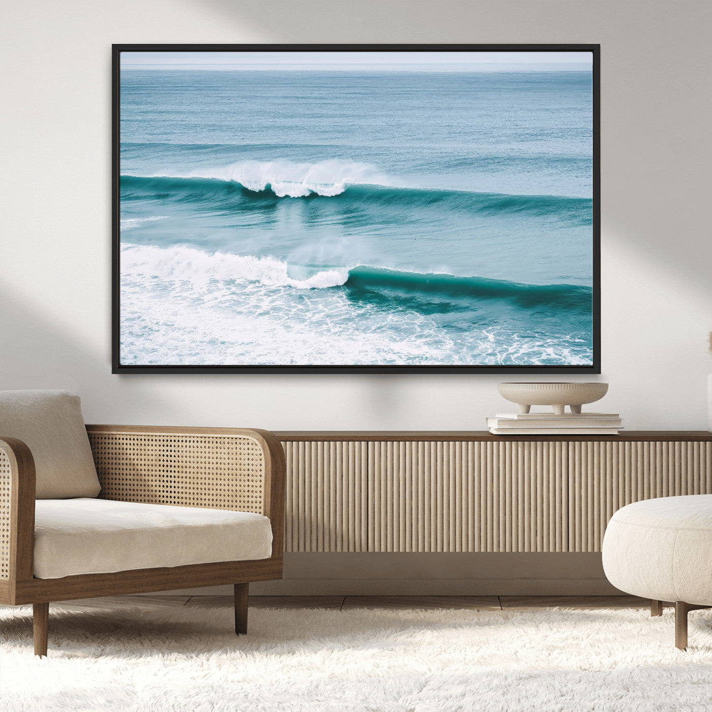 MGV-FC-36X24 - Ocean Swell Wall Art Canvas Print, Framed Surf Waves Art Picture Print, Blue Water Perfect Coastal Dynamic Decor Artwork