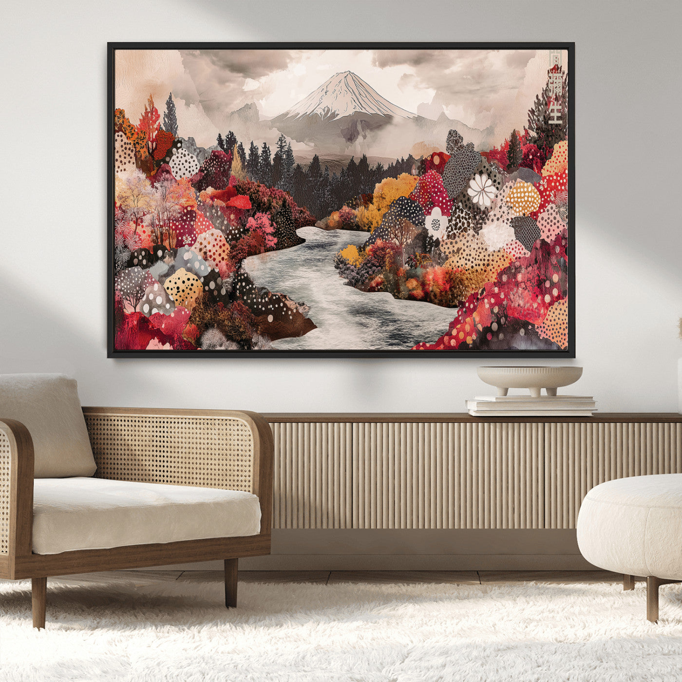 MGV-FC-36X24 - Mountain Wall Art Wall Art Canvas Print, Framed Autumn Forest Art Picture Print, Cottagecore Landscape Perfect Cottagecore Boho Decor Artwork