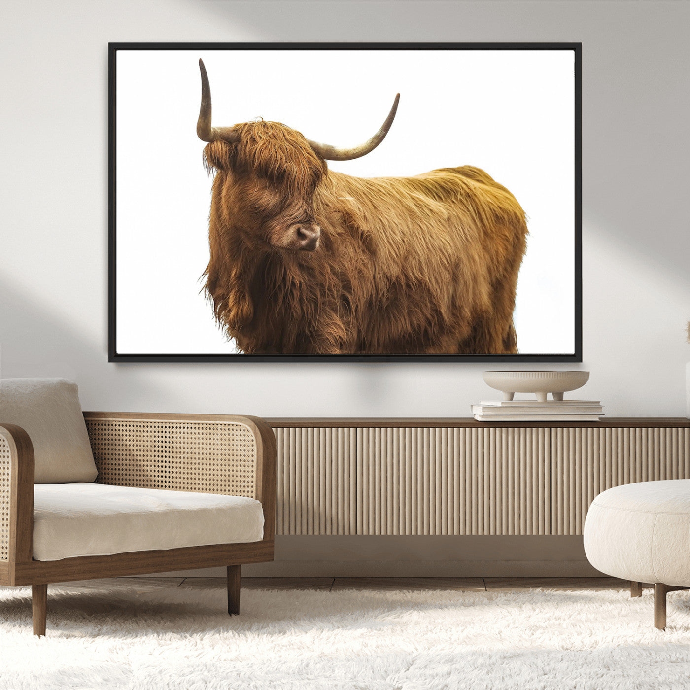 MGV-FC-36X24 - Highland Cow Wall Art Canvas Print, Framed Farmhouse Wall Art Art Picture Print, Rustic Animal Decor Perfect Rustic Farmhouse Decor Artwork
