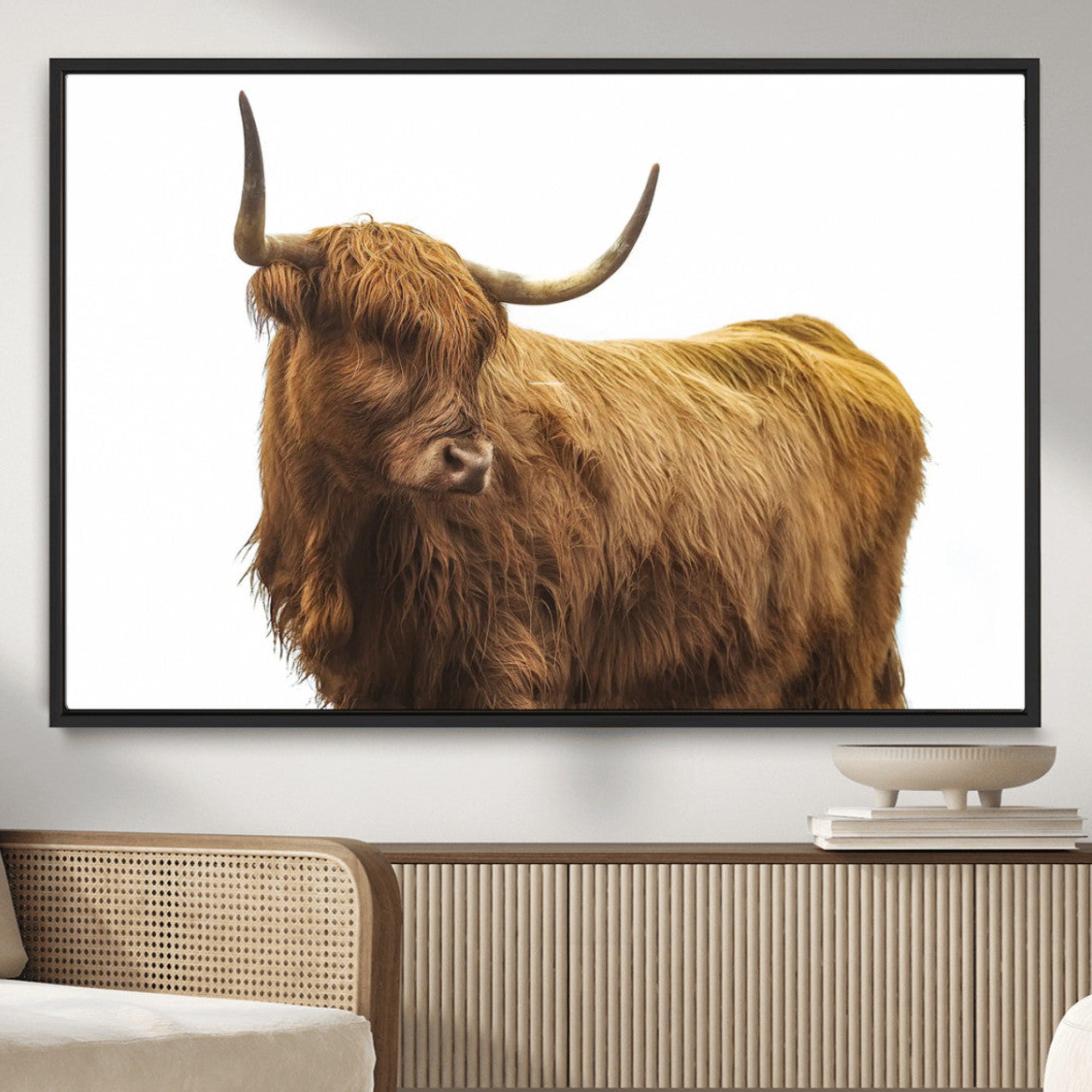 -Highland Cow Wall Art Canvas Print, Framed Farmhouse Wall Art Art Picture Print, Rustic Animal Decor Perfect Rustic Farmhouse Decor Artwork