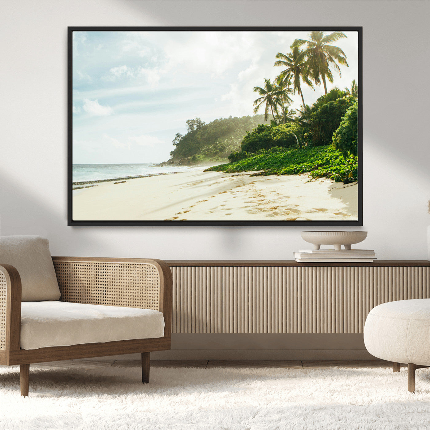 MGV-FC-36X24 - Relaxing Beach Wall Art Canvas Print, Framed Ocean View Art Picture Print, Coastal Serenity Perfect Tropical Coastal Decor Artwork