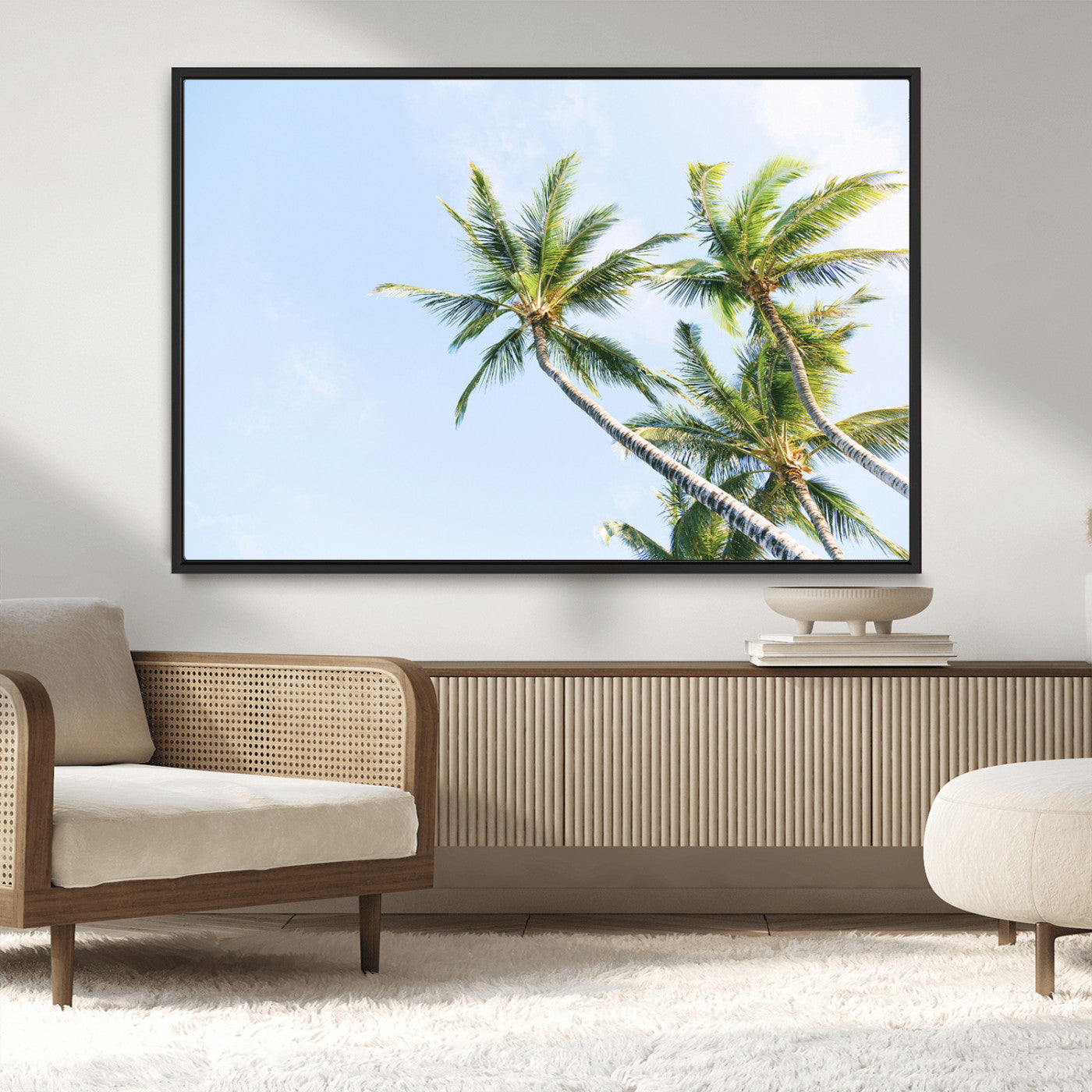 MGV-FC-36X24 - Palm Trees Wall Art Canvas Print, Framed Tropical Art Picture Print, Coastal Perfect Tropical Decor Artwork