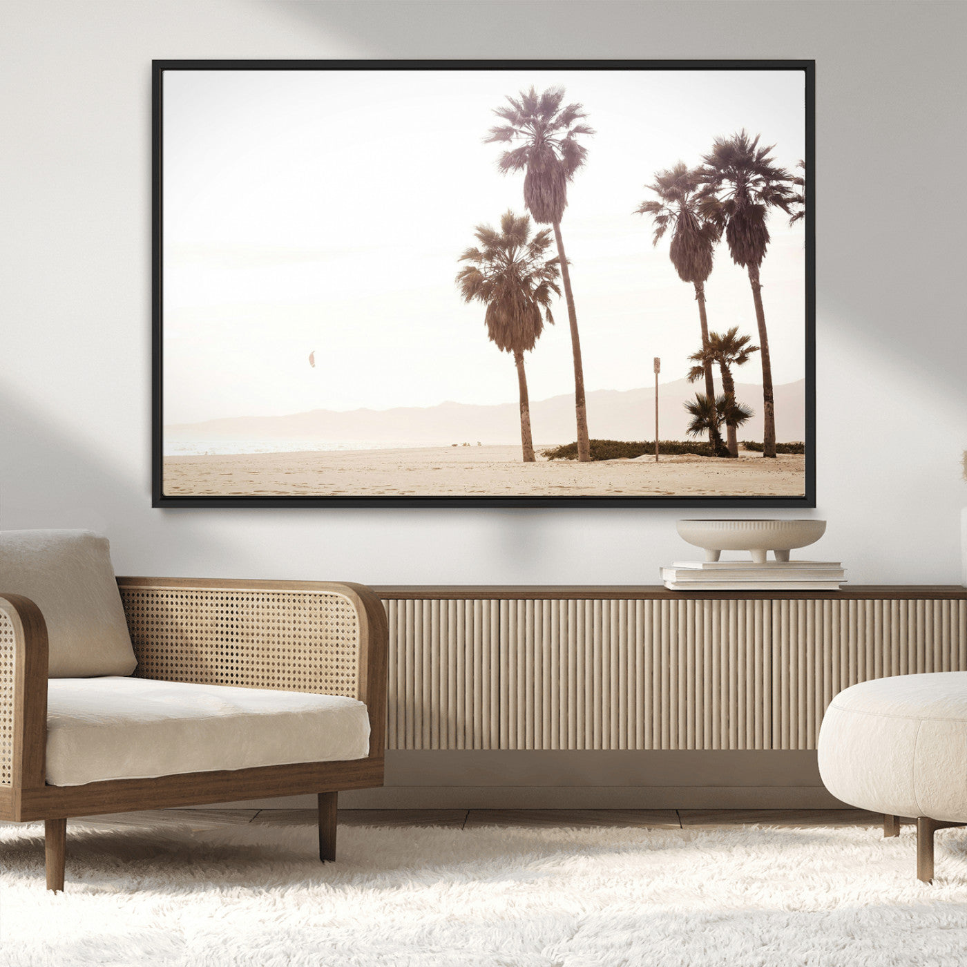 MGV-FC-36X24 - Coastal Light Wall Art Canvas Print, Framed Relaxing Shoreline Art Picture Print, Minimalist Ocean Perfect Tropical Serenity Decor Artwork