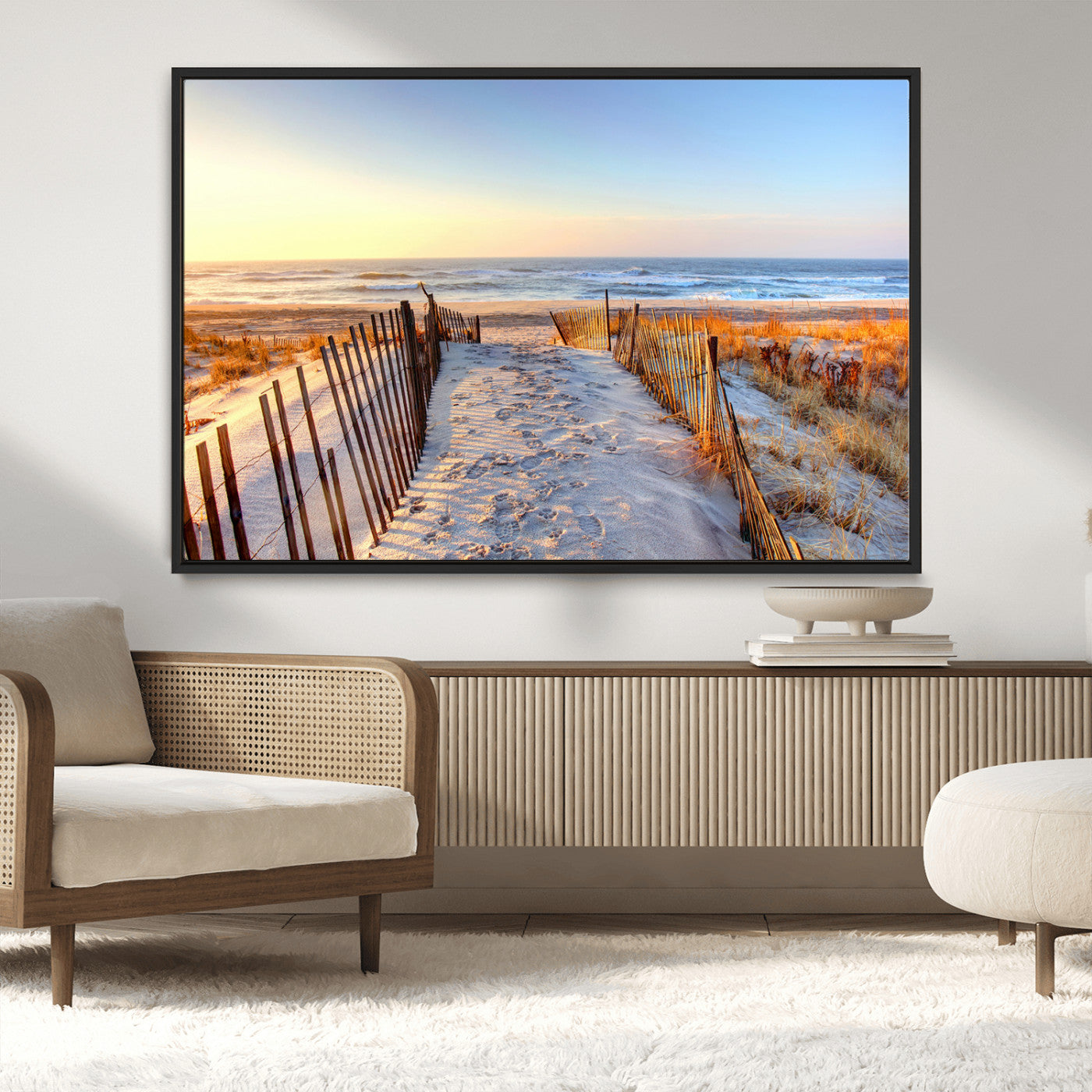 MGV-FC-36X24 - Ocean Sunset Wall Art Wall Art Canvas Print, Framed Nautical Photography Art Picture Print, Summer Beach House Decor Perfect Coastal Serenity Decor Artwork