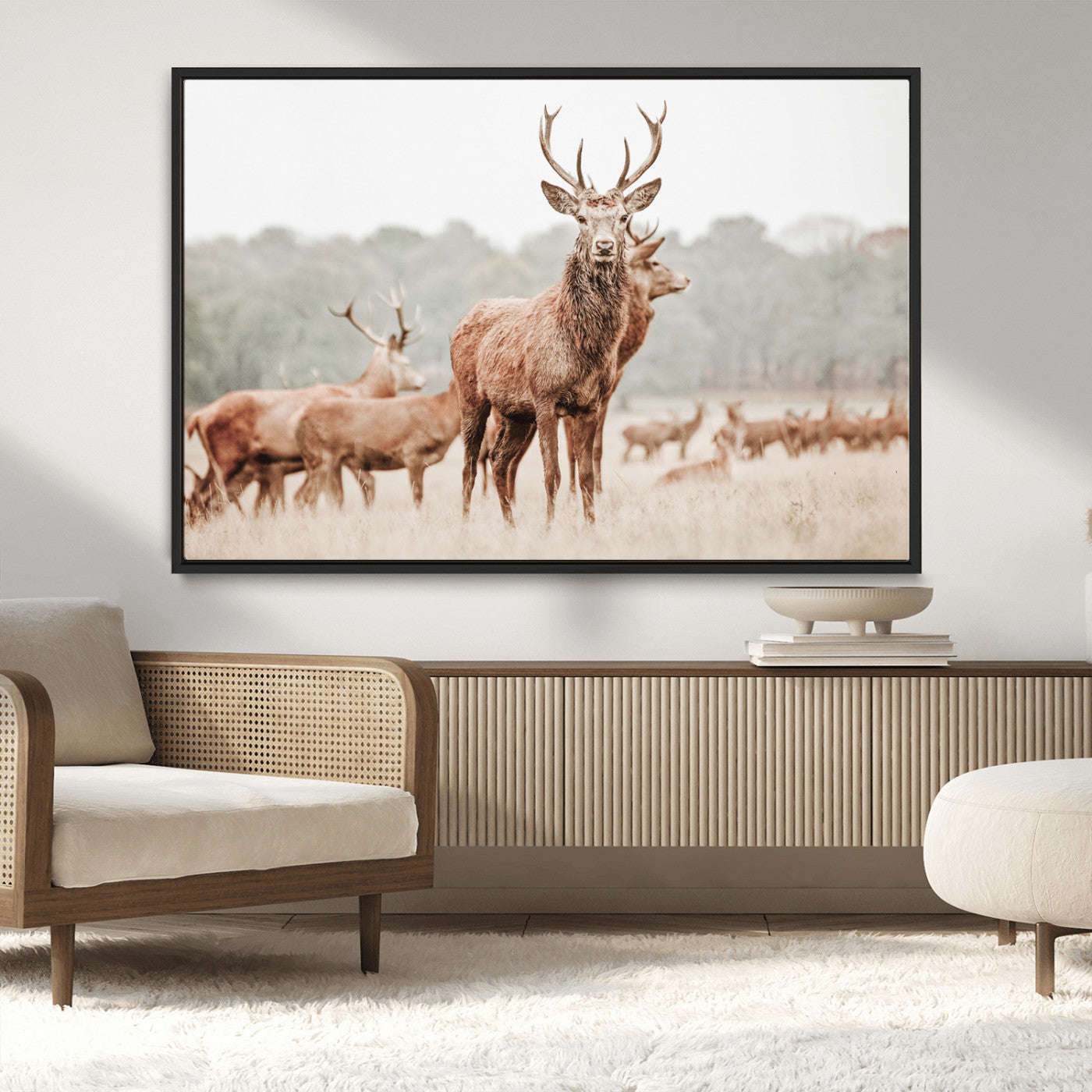 MGV-FC-36X24 - Rustic Nature Art Wall Art Canvas Print, Framed Stag Canvas Print Art Picture Print, Woodland Decor Perfect Rustic Lodge Decor Artwork