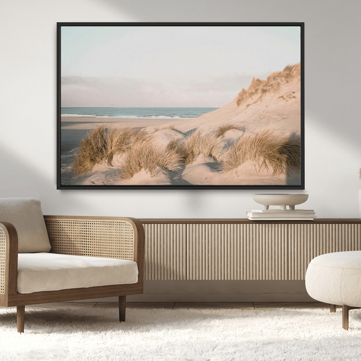 MGV-FC-36X24 - Beach Landscape Wall Art Canvas Print, Framed Sand Dune Photography Art Picture Print, Minimalist Seascape Perfect Coastal & Minimalist Decor Artwork