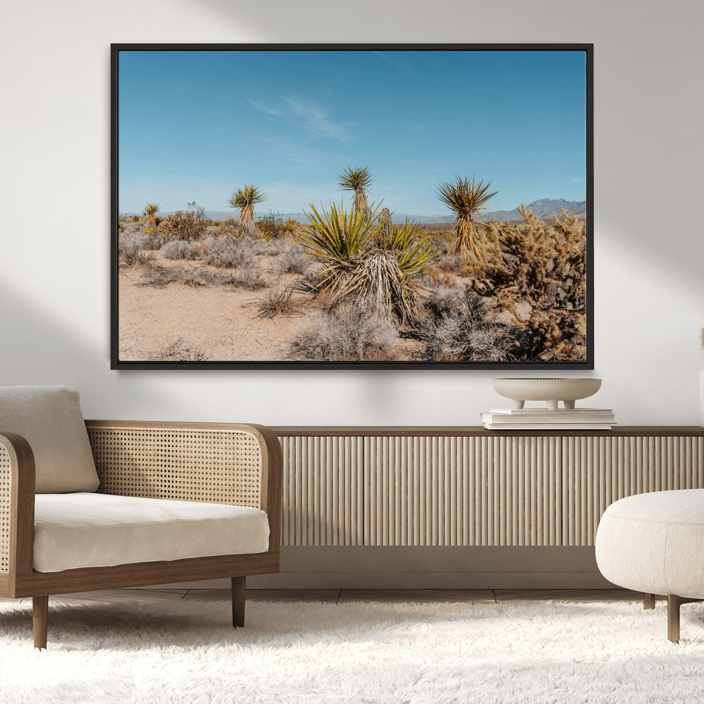 MGV-FC-36X24 - Joshua Tree Wall Art Canvas Print, Framed Desert Landscape Art Picture Print, Warm Earth Tones Perfect Southwestern Minimalist Decor Artwork