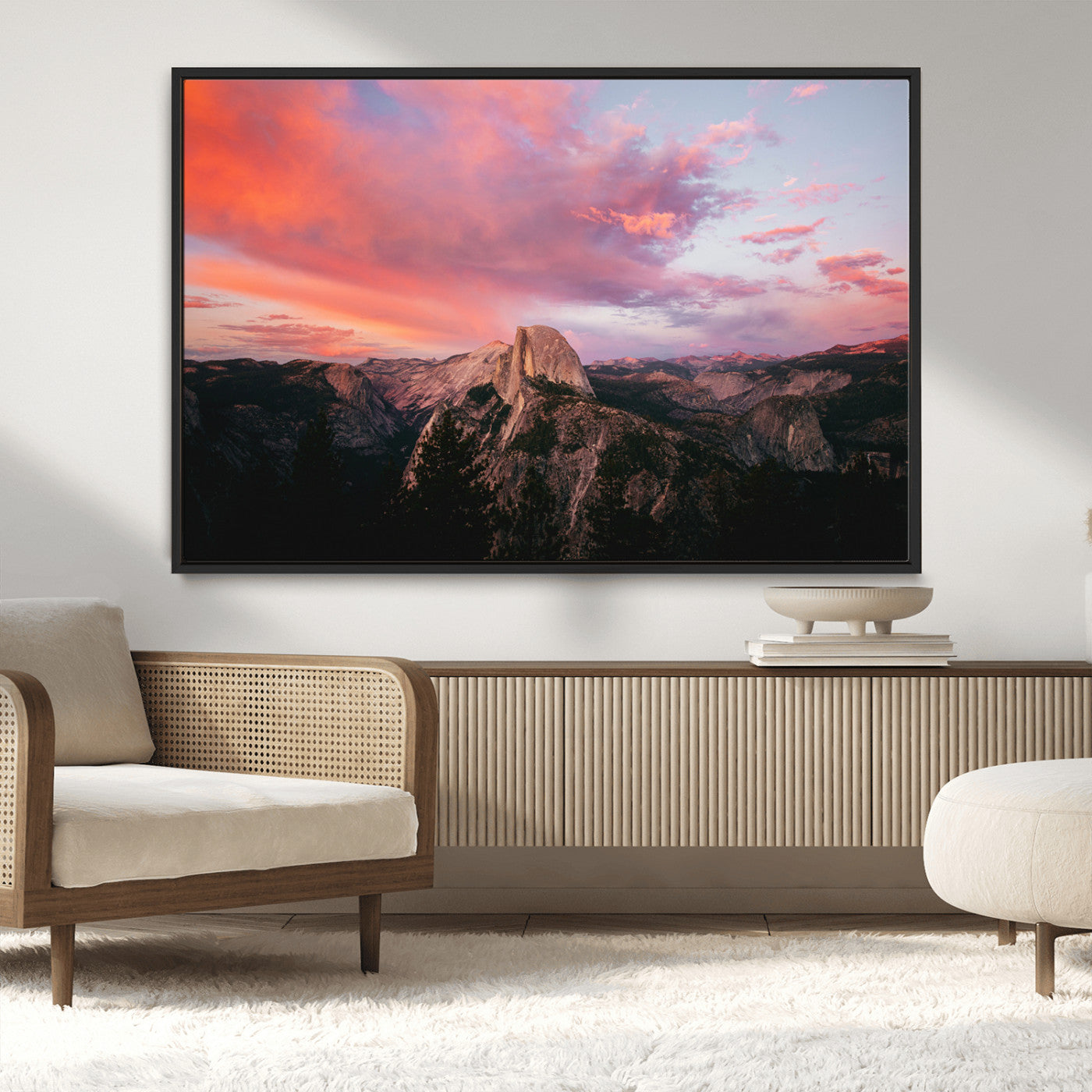 MGV-FC-36X24 - Half Dome Wall Art Canvas Print, Framed Yosemite National Park Art Picture Print, Dramatic Sunset Perfect Adventurous Wilderness Decor Artwork