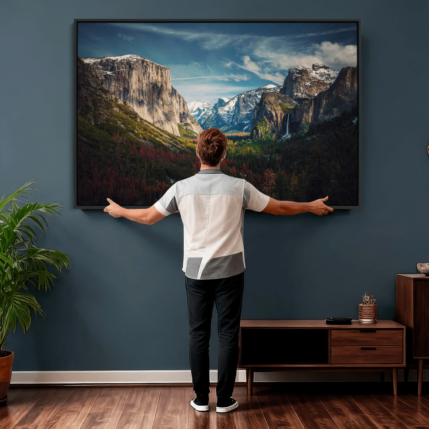 15244033-MGV-CV-36X24 - Yosemite National Park Wall Art – Framed Mountain Landscape El Capitan Canvas Print Scenic Decor for Home, Office Decor