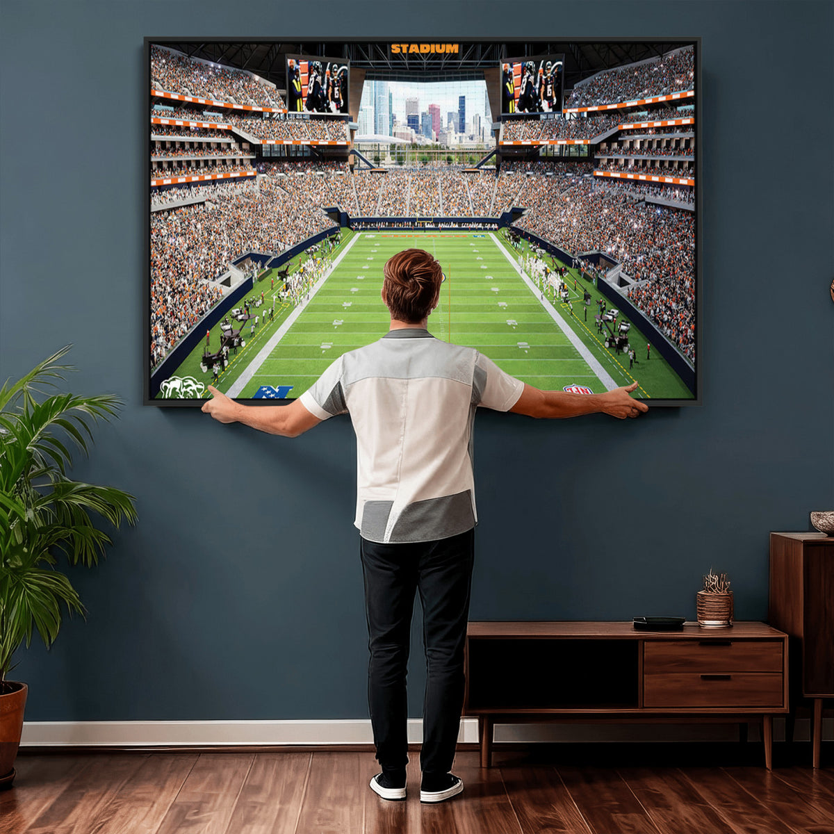 76935553-PAN-FL-20X10 - Chicago Bears Soldiers Field Wall Art Canvas Print, Home Office Wall Decor