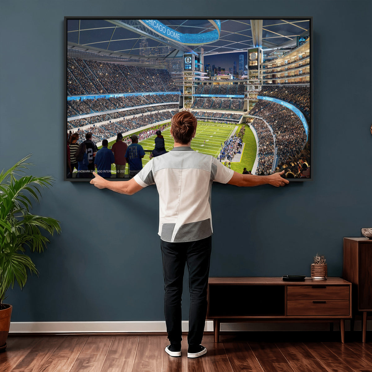 41816511-MGV-CV-36X24 - Chicago Dome Stadium Wall Art Canvas Print, Framed Modern Decor