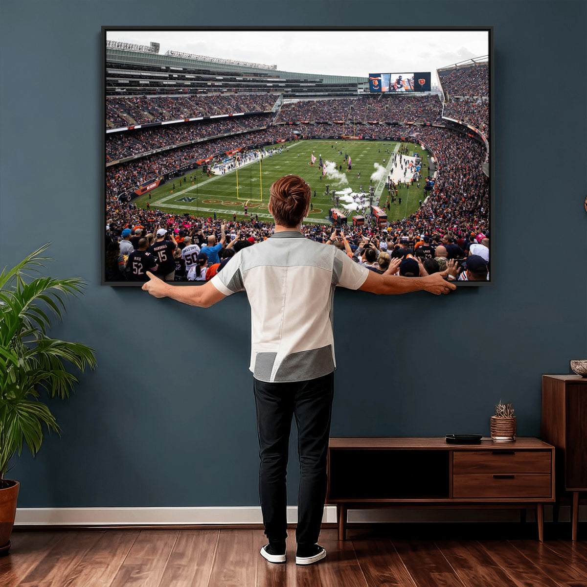 18347149-MGV-CV-36X24 - Chicago Bears Soldier Field Wall Art Canvas Print – Framed Football Stadium Artwork Team Spirit for home, office