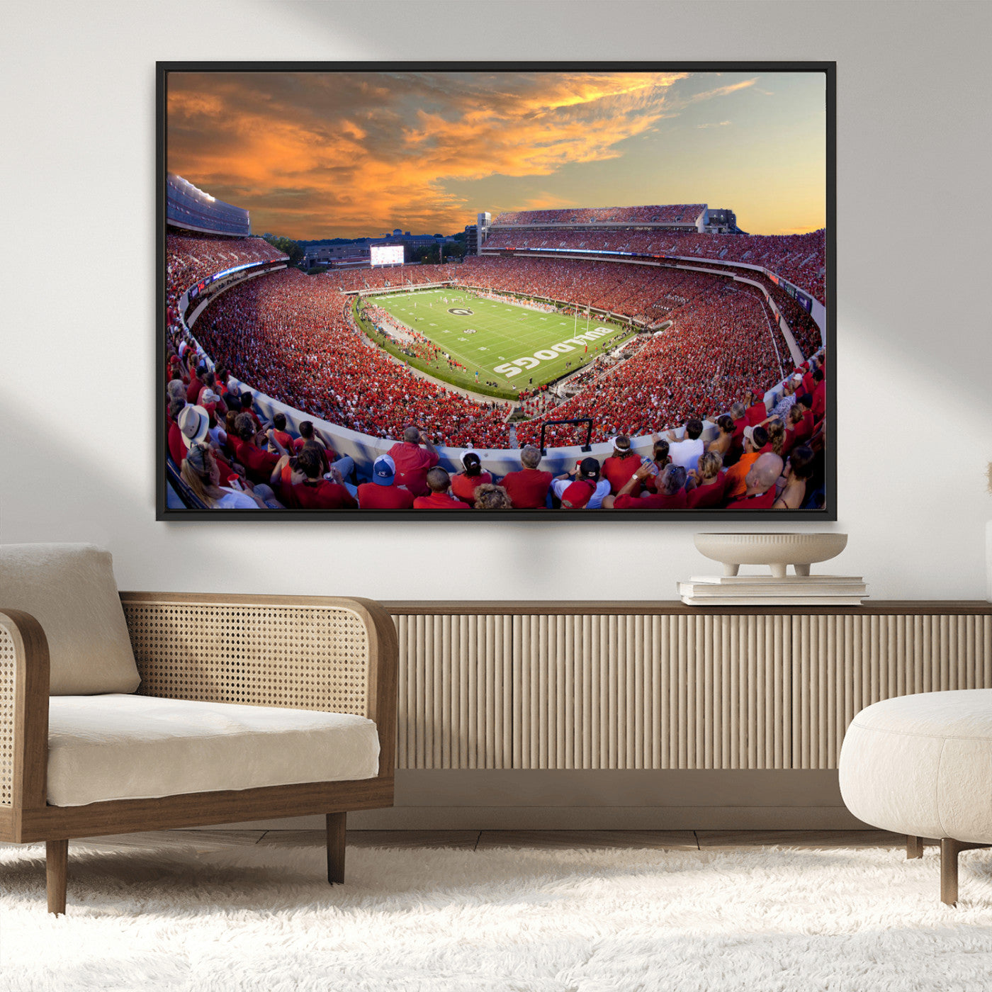 73680988-MGV-CV-36X24-Dooley Stadium Wall Art Print, Sports Arena Canvas Wall Art, Dooley Field at Sanford Stadium Canvas Print, Modern Athletic Field Art Printing