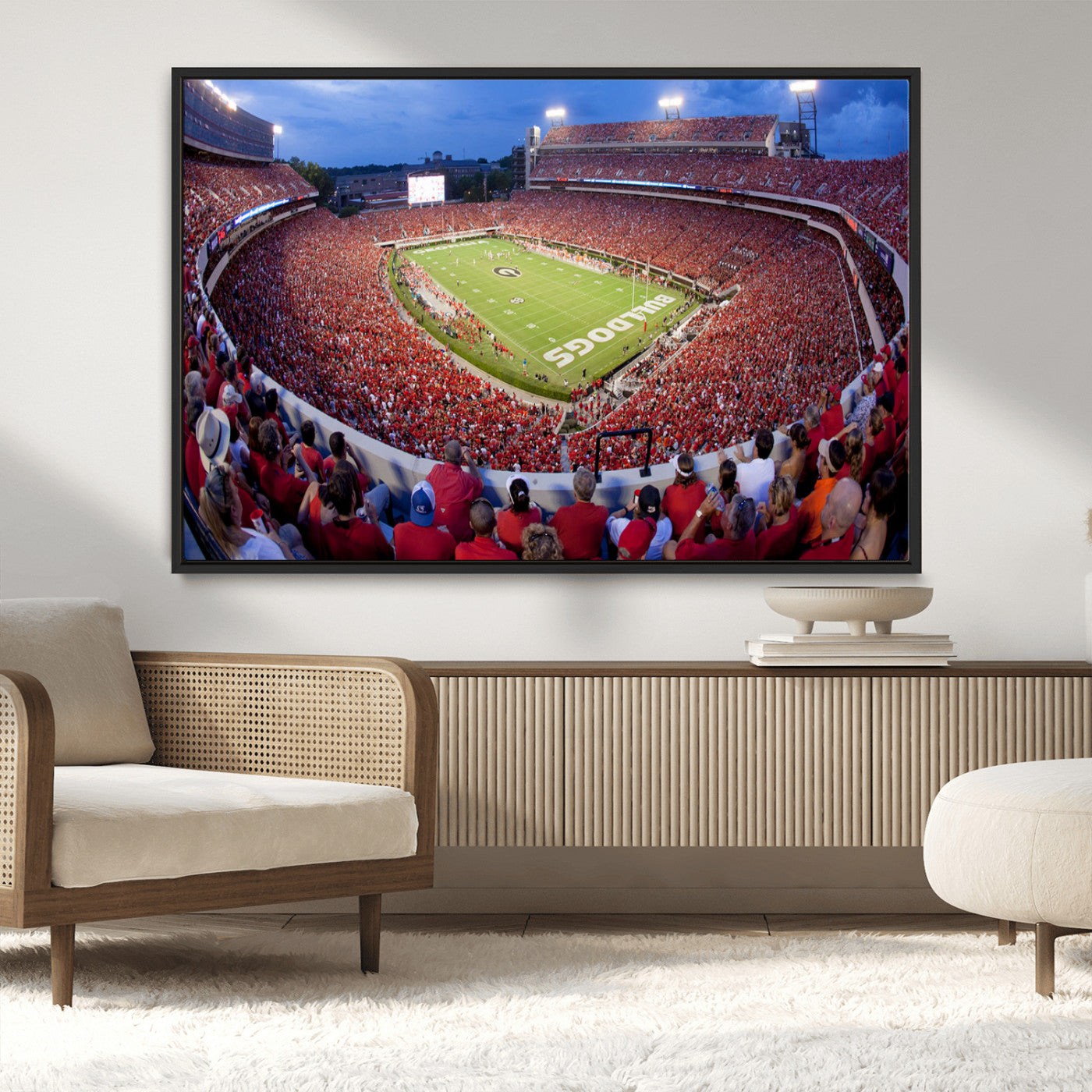 10244378-MGV-CV-36X24-Dooley Stadium Wall Art Print, Sports Arena Canvas Wall Art, Dooley Field at Sanford Stadium Canvas Print, Modern Athletic Field Art Printing