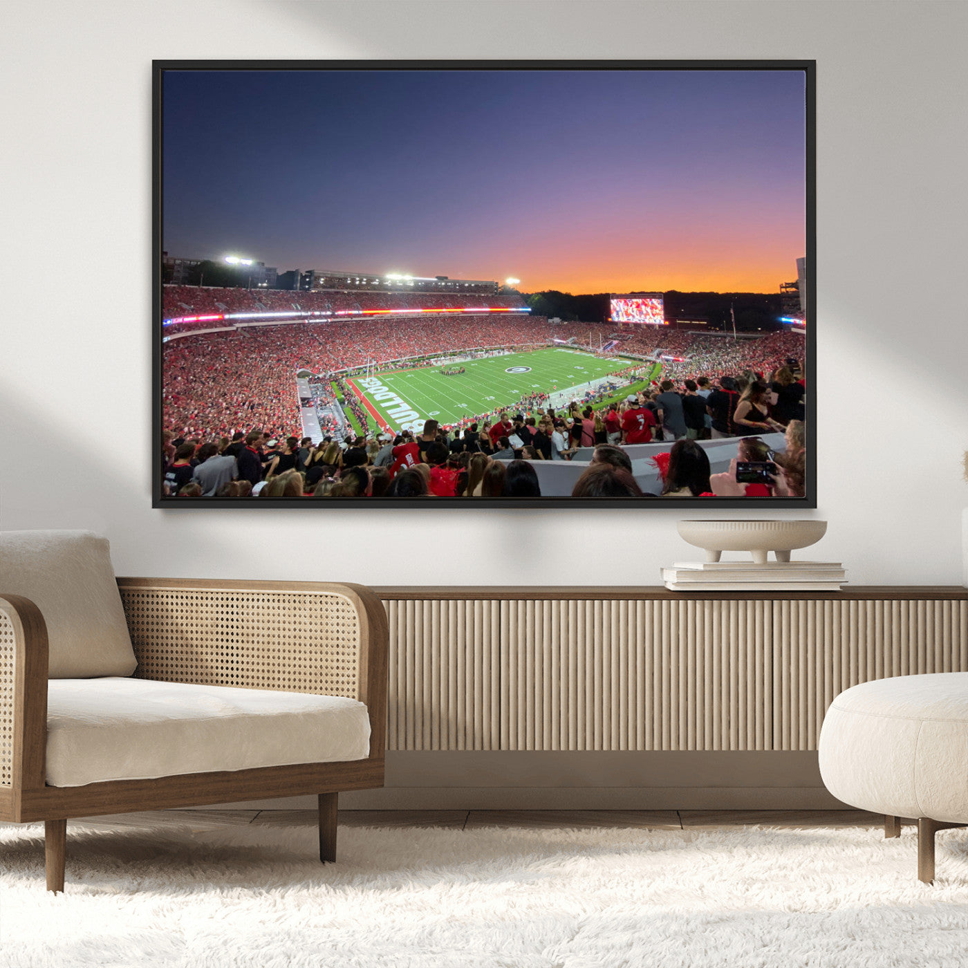25139565-MGV-CV-36X24-Dooley Stadium Wall Art Print, Sports Arena Canvas Wall Art, Dooley Field at Sanford Stadium Canvas Print, Modern Athletic Field Art Printing