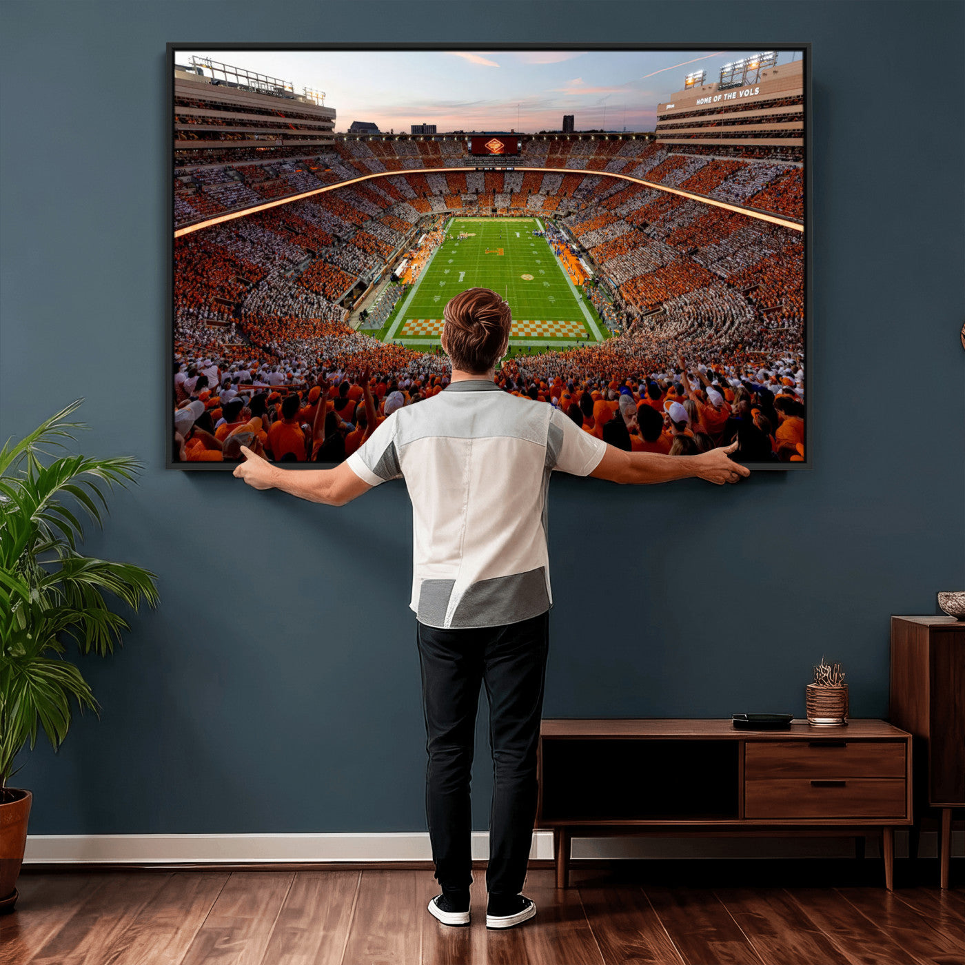 37160229-MGV-CV-36X24 - Tennessee Neyland Stadium Wall Art, Sports Arena Canvas Print, Panoramic Stadium Canvas Artwork for Home, Office