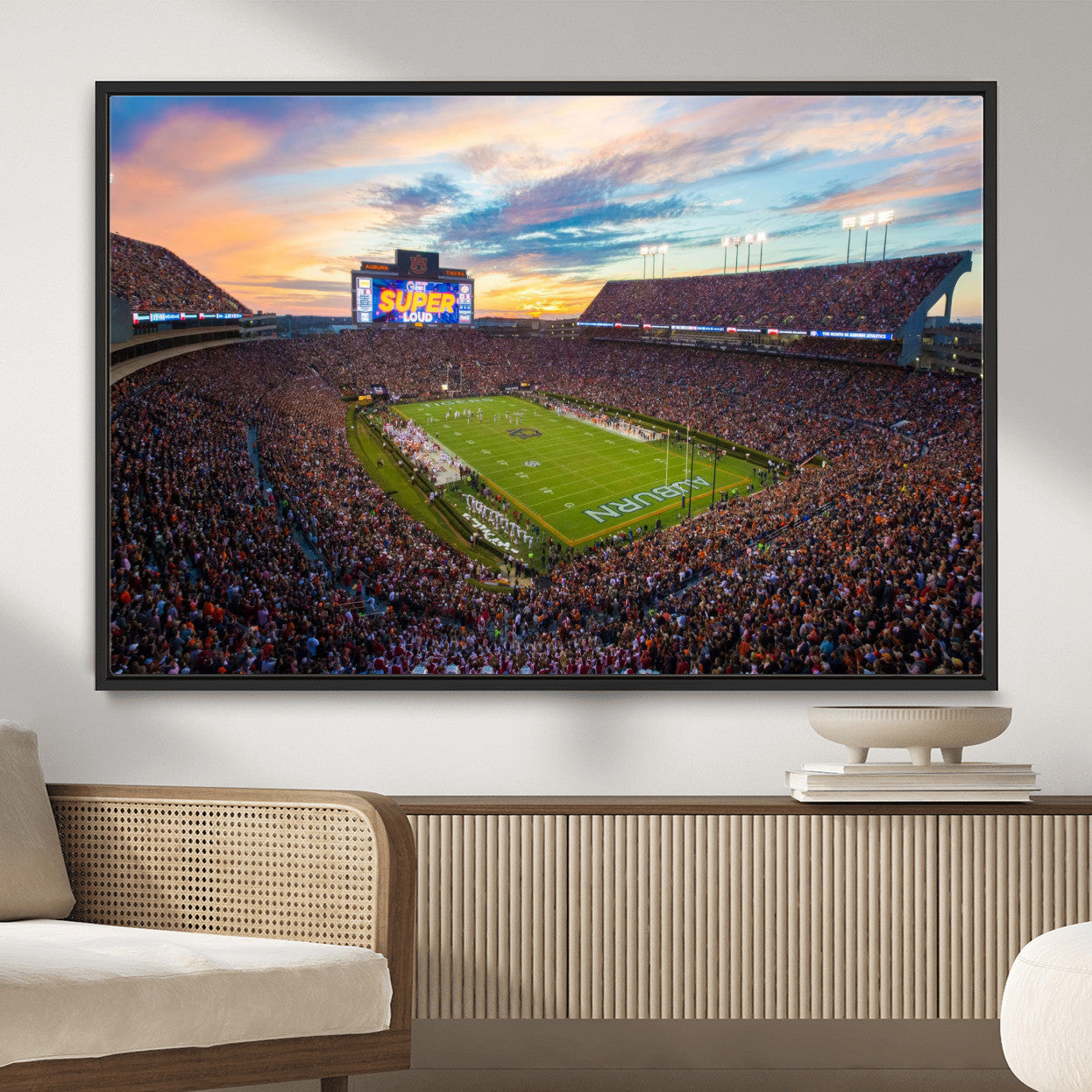29755746-MGV-CV-36X24-Jordan-Hare Stadium Wall Art Canvas Print, Football Stadium Aerial View, College Sports Art for Man Cave or Game Room