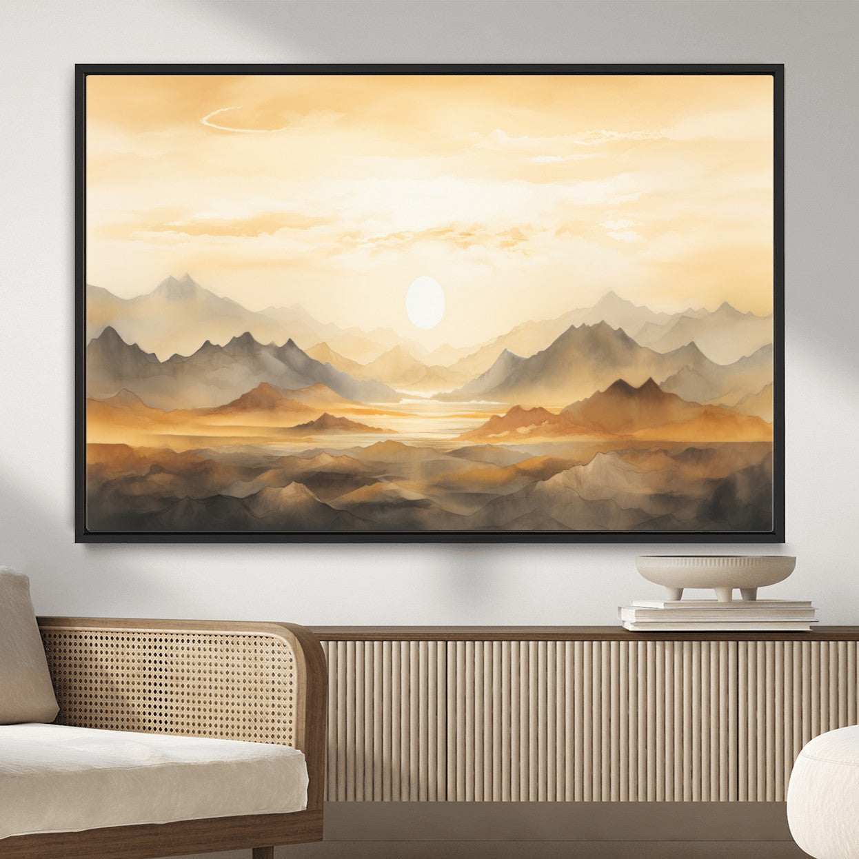 Nihat1-29-MGV-CV-36X24-Sepia Color Abstract Mountain Wall Art Canvas Print