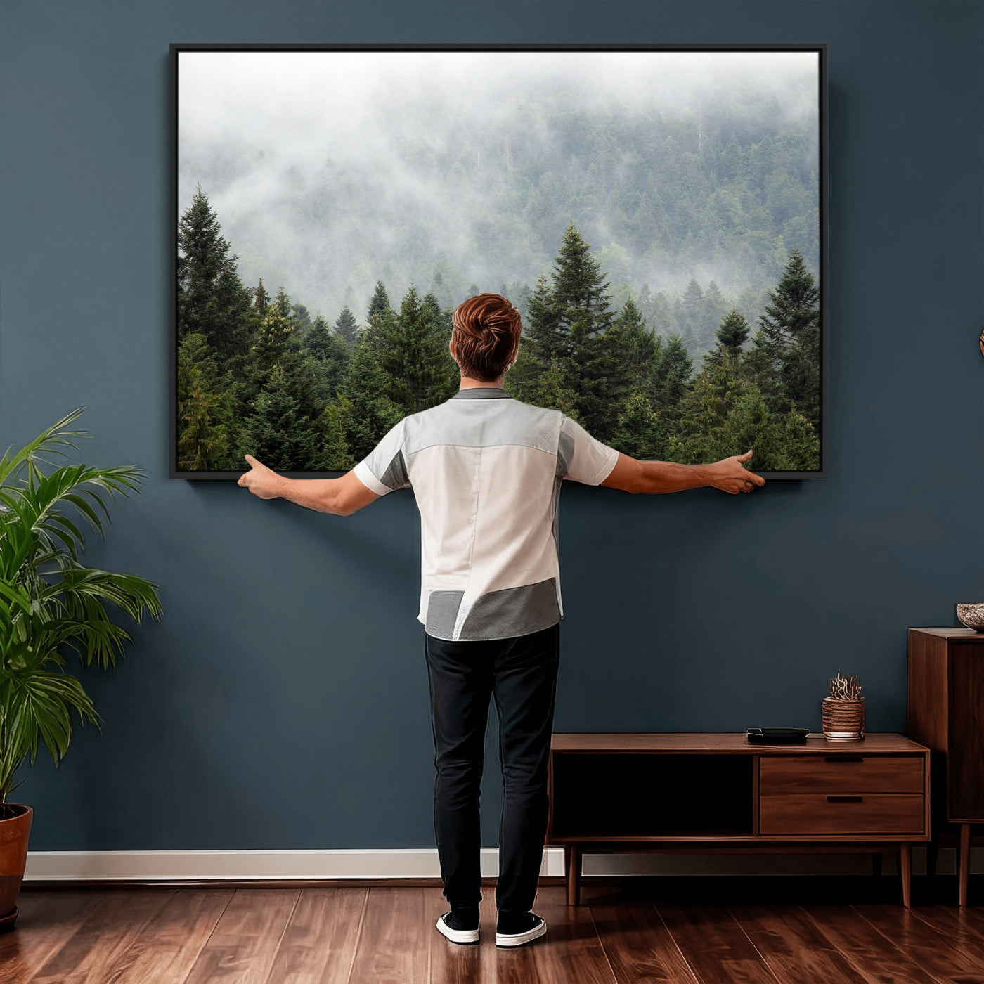 37010054-MGV-CV-36X24 - Misty Mountain Forest Wall Art Canvas Print