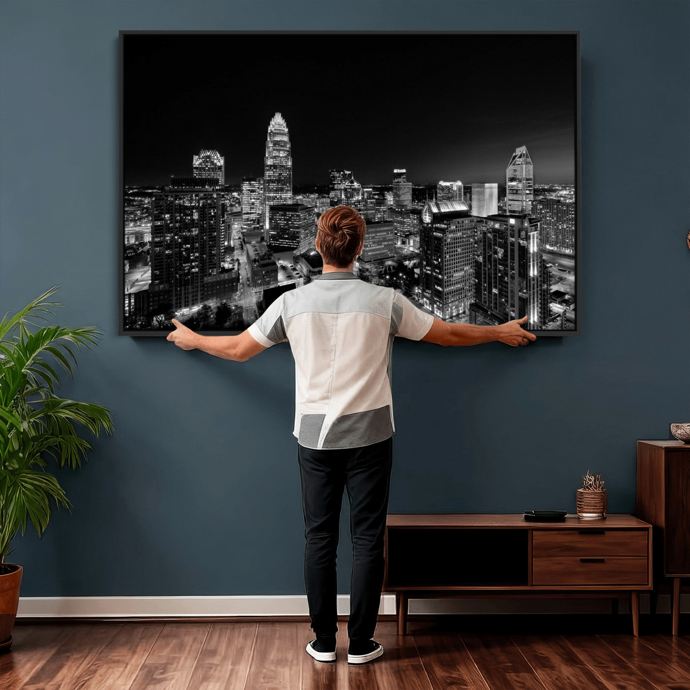 68329345-MGV-CV-36X24 - Atlanta Skyline Wall Art Canvas Print, Atlanta Downtown Night Cityscape Print for Modern Urban Wall Decor
