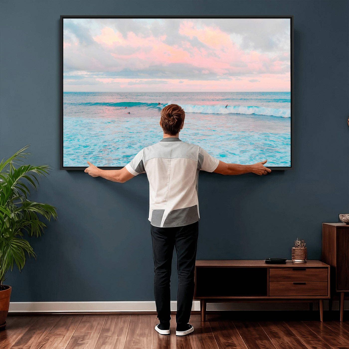 73216461-MGV-CV-36X24 - Ocean Wave Wall Art Canvas Print, Pastel Surf Seascape Photography, Coastal Beach Wall Decor
